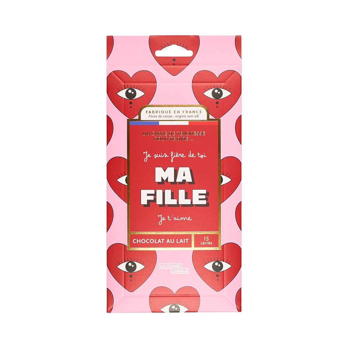 CARRES DE CHOCOLAT LAIT MA FILLE JE T'AIME