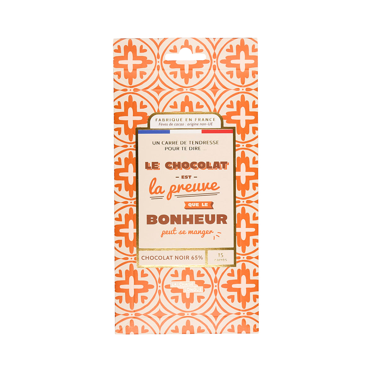 CARRES DE CHOCOLAT NOIR LE BONHEUR PEUT SE MANGER
