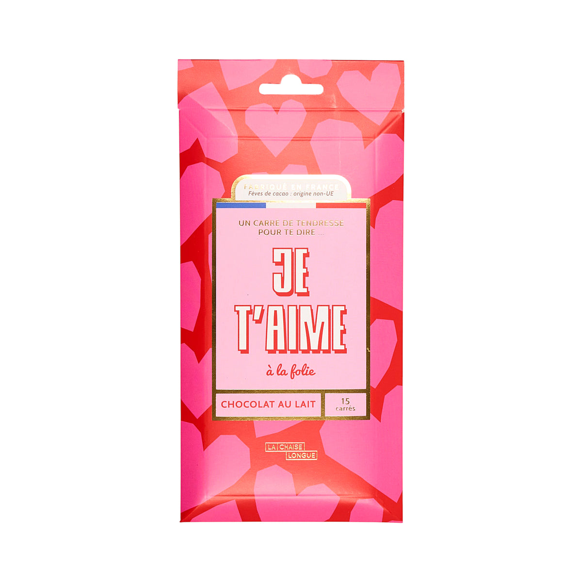 CARRES DE CHOCOLAT LAIT JE T'AIME