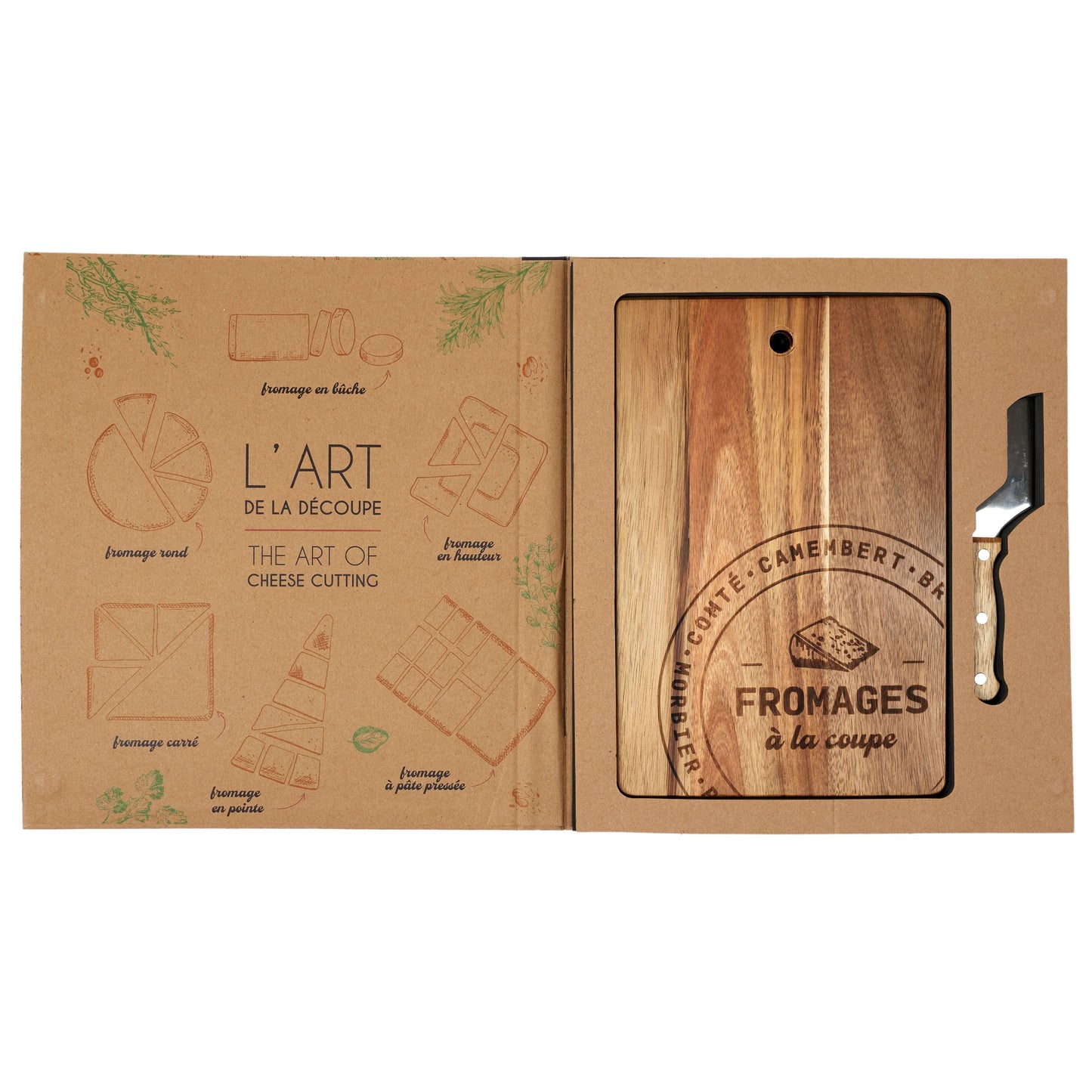 COFFRET LIVRE PLANCHE A FROMAGE ET SON COUTEAU