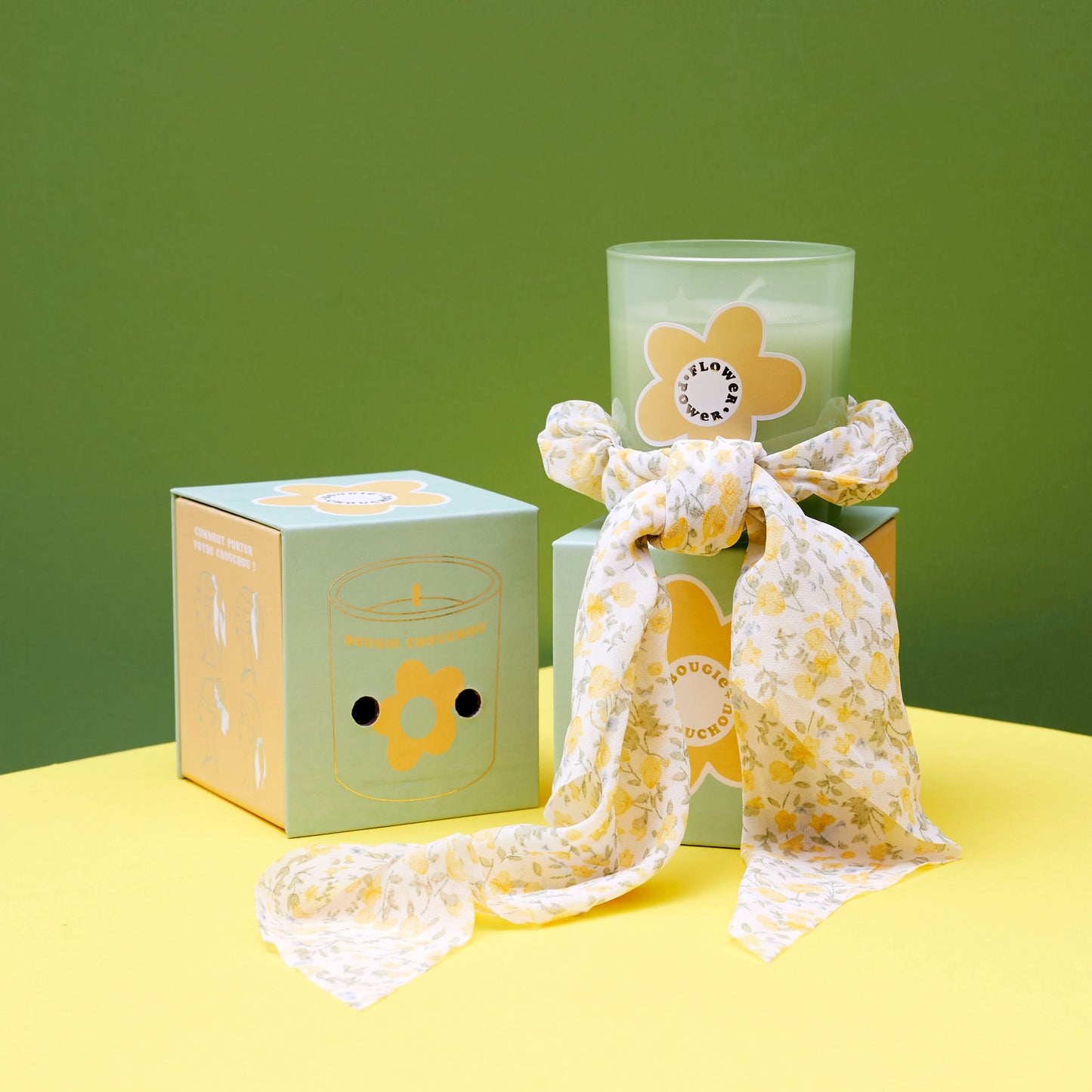 BOUGIE CHOUCHOU FLOWER POWER JAUNE