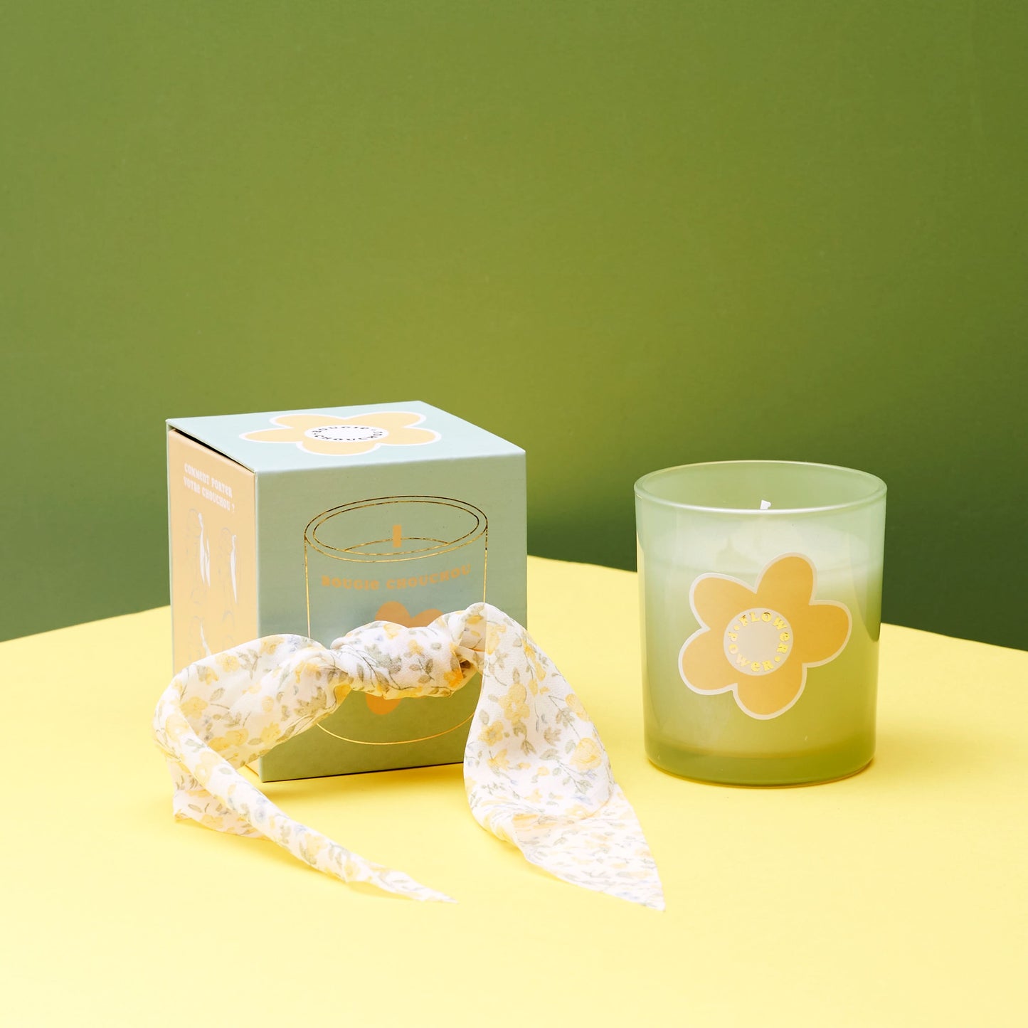BOUGIE CHOUCHOU FLOWER POWER JAUNE
