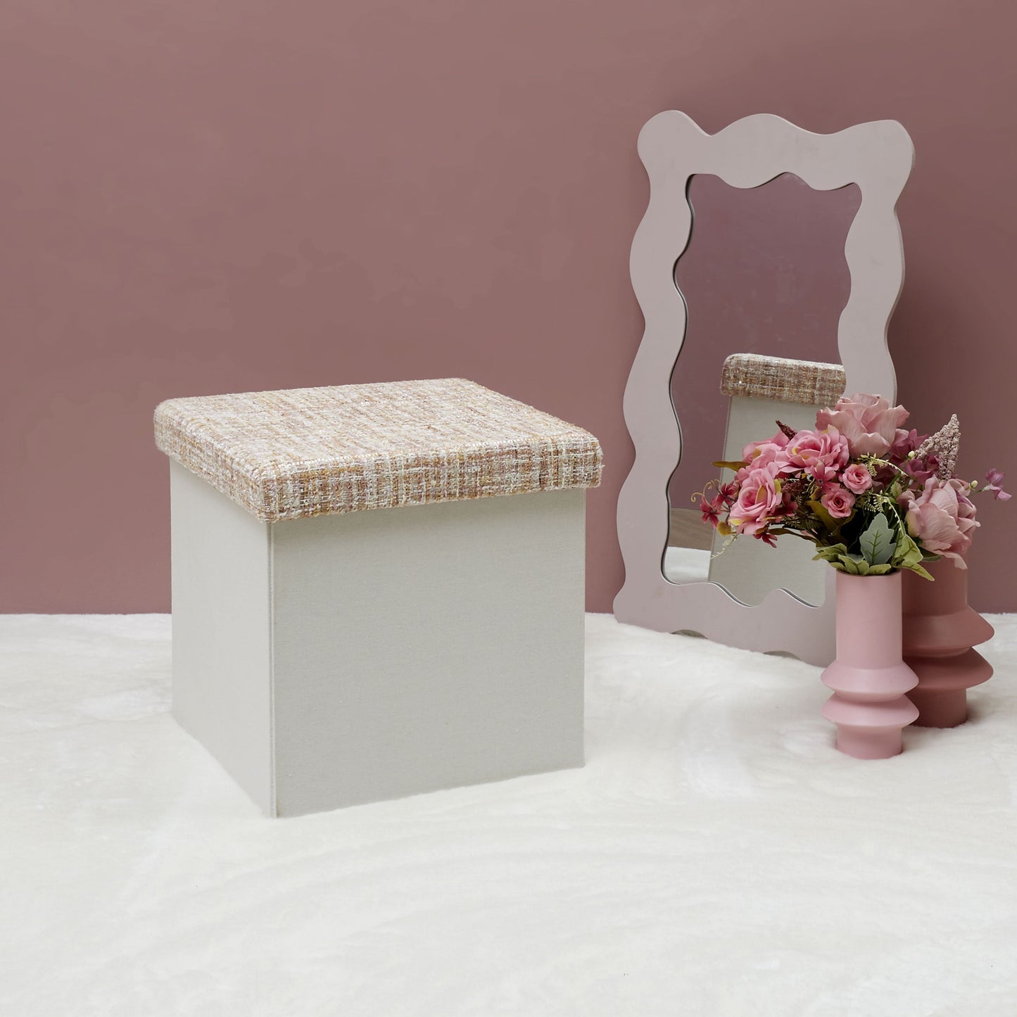 POUF PLIABLE TWEED BEIGE