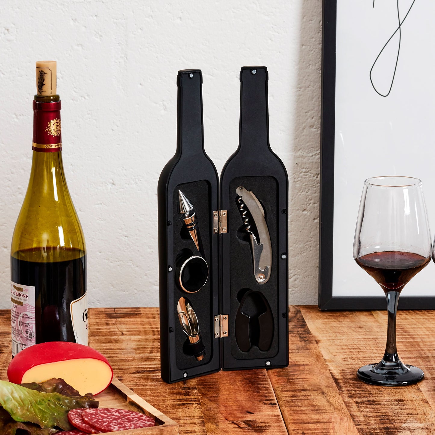 COFFRET BOUTEILLE 5 ACCESSOIRES VIN MEILLEUR PAPA