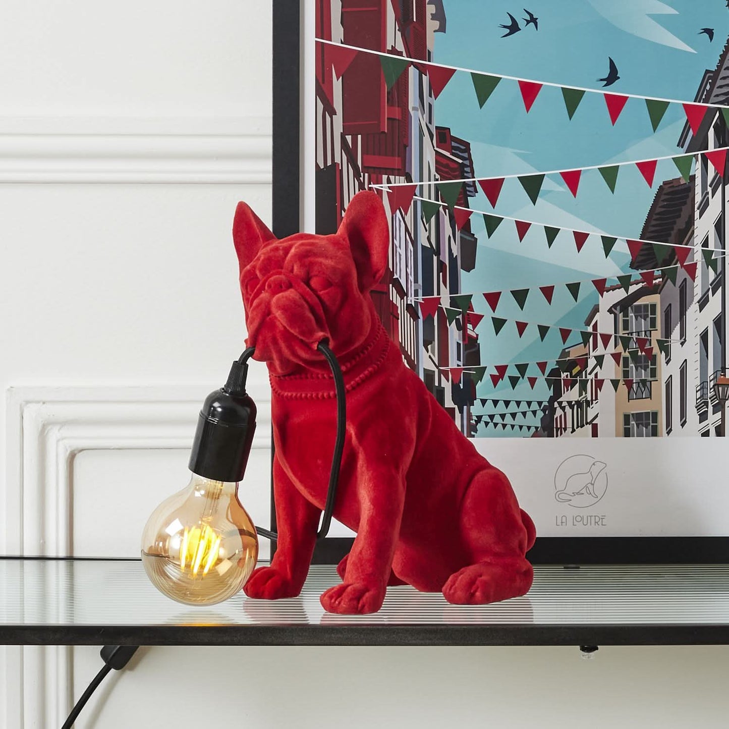 LAMPE BOULEDOGUE RED VELVET