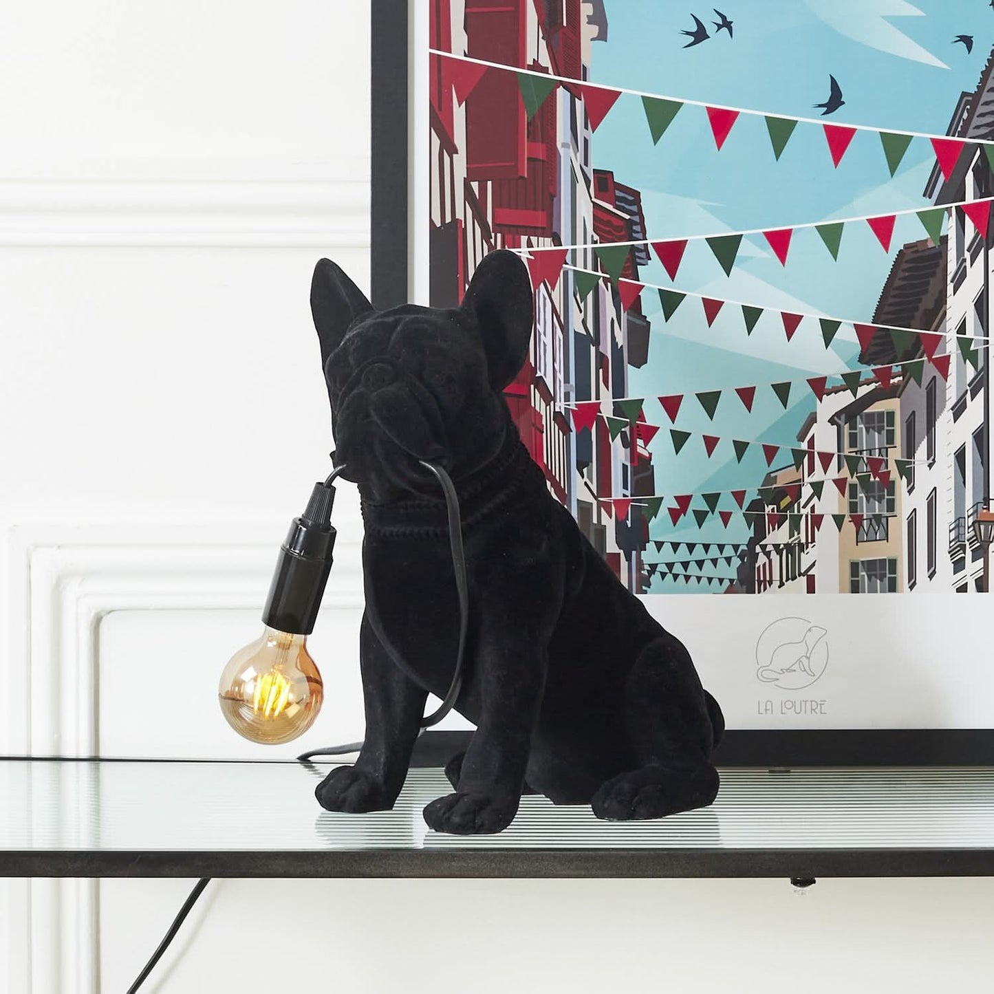 LAMPE BOULEDOGUE BLACK VELVET