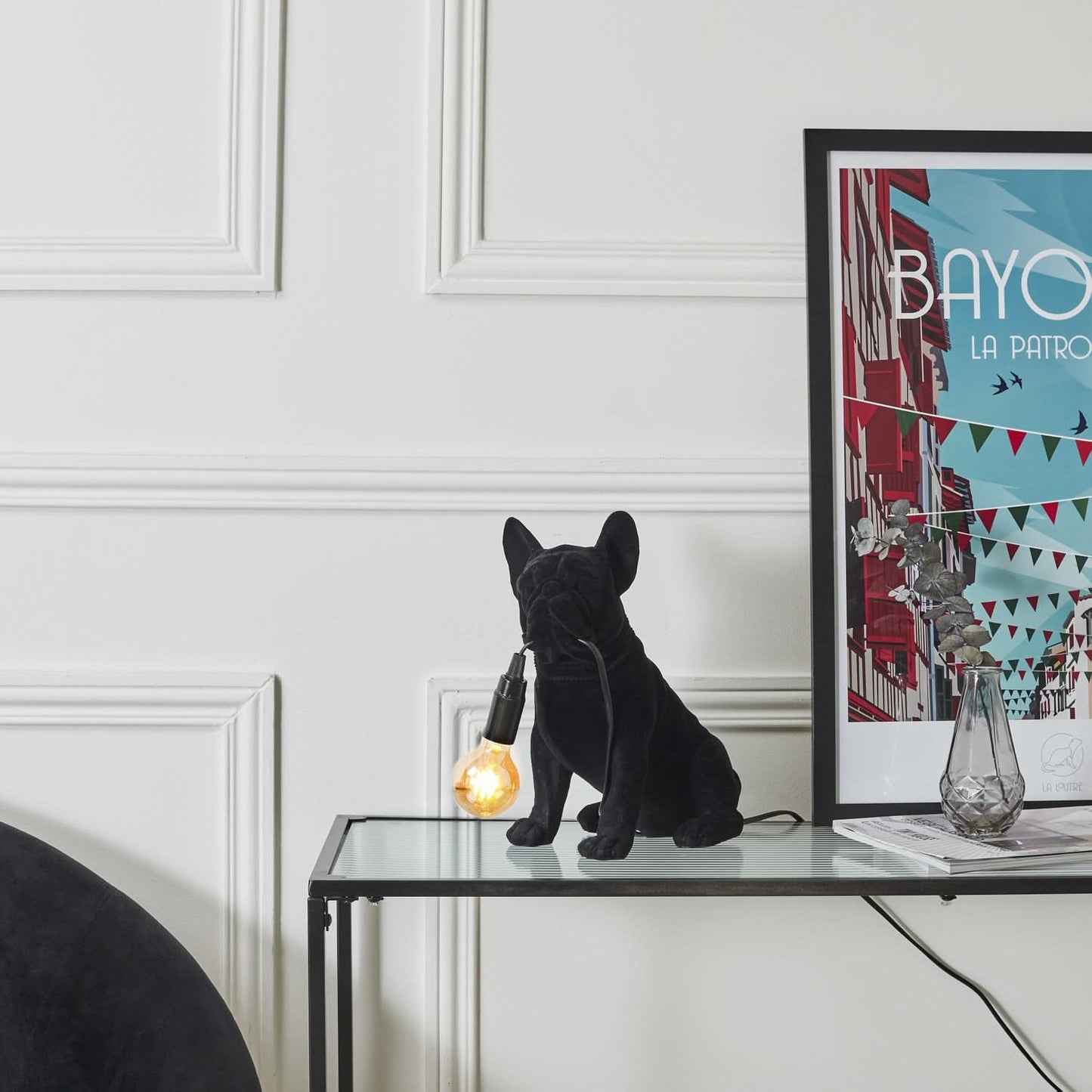 LAMPE BOULEDOGUE BLACK VELVET
