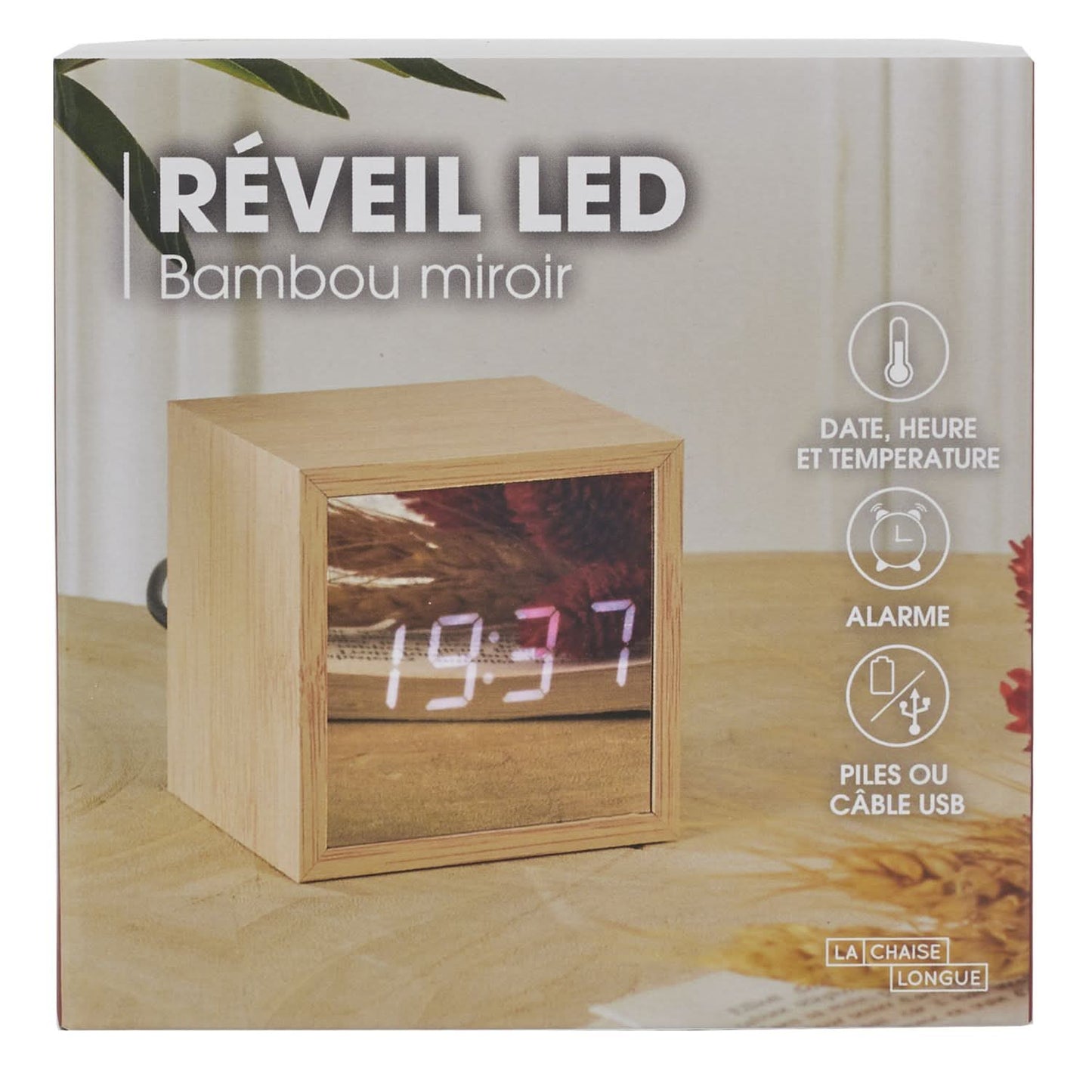 REVEIL LED BAMBOU MIROIR