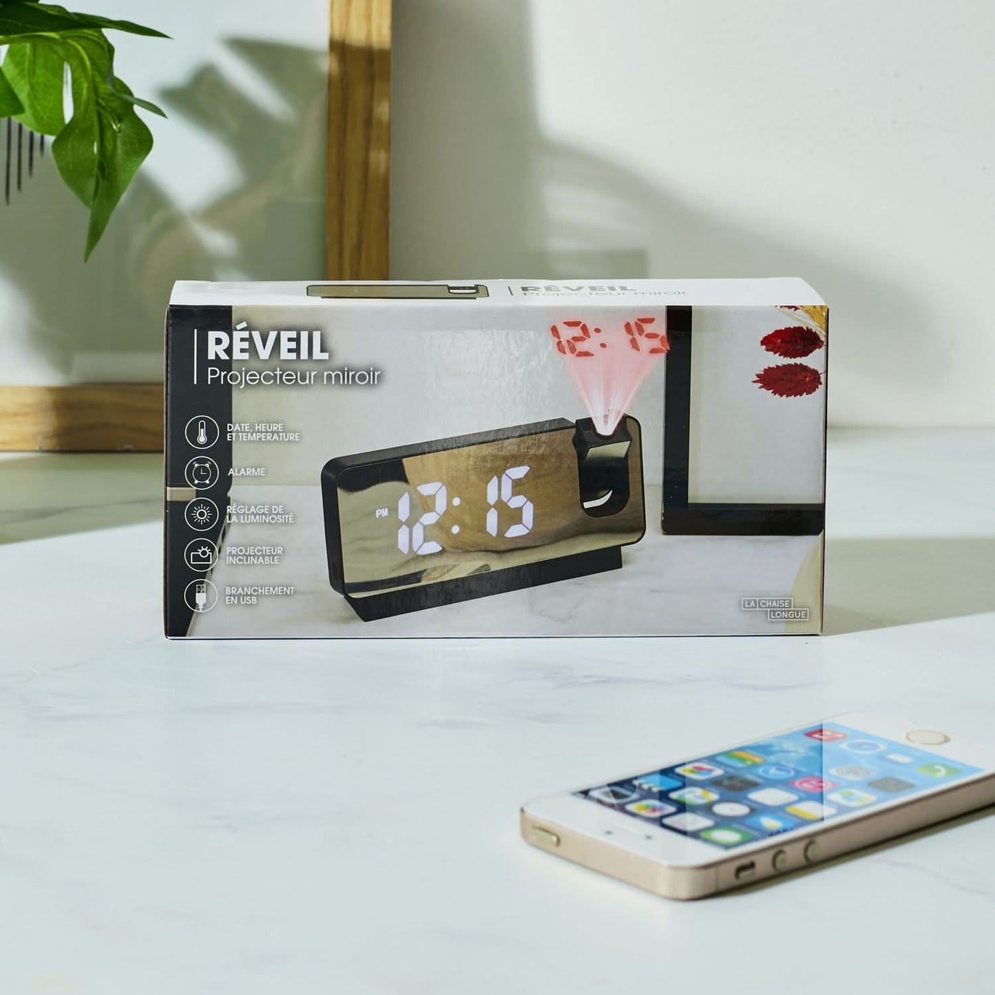 REVEIL PROJECTEUR MIROIR NOIR