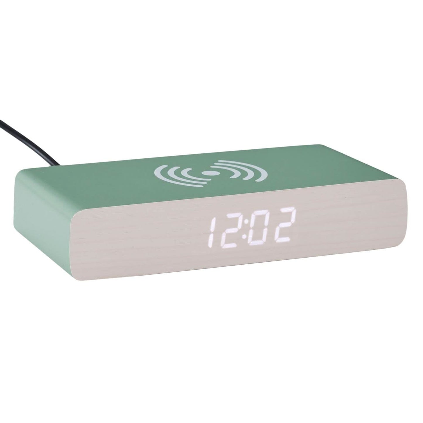 RÉVEIL CHARGEUR BOIS VERT SAUGE