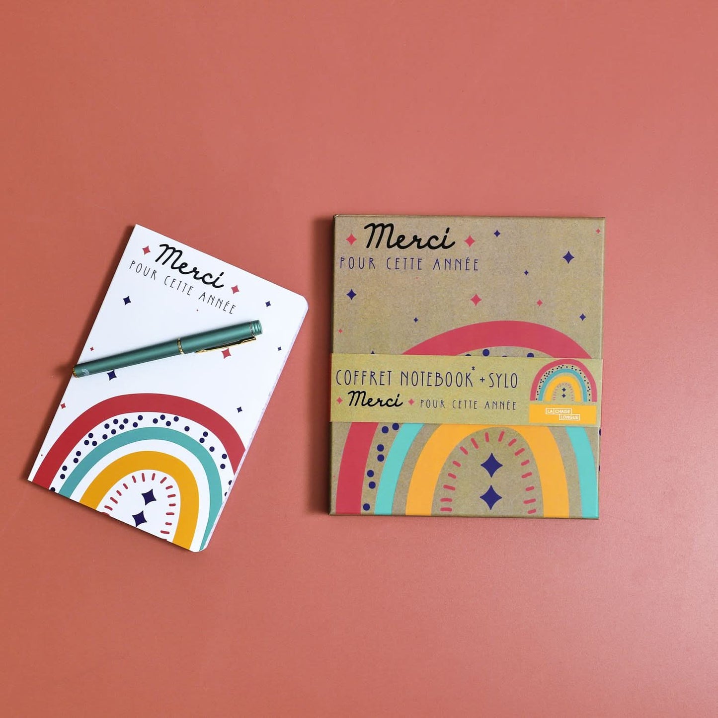 COFFRET NOTEBOOK ET STYLO MERCI POUR CETTE ANNEE