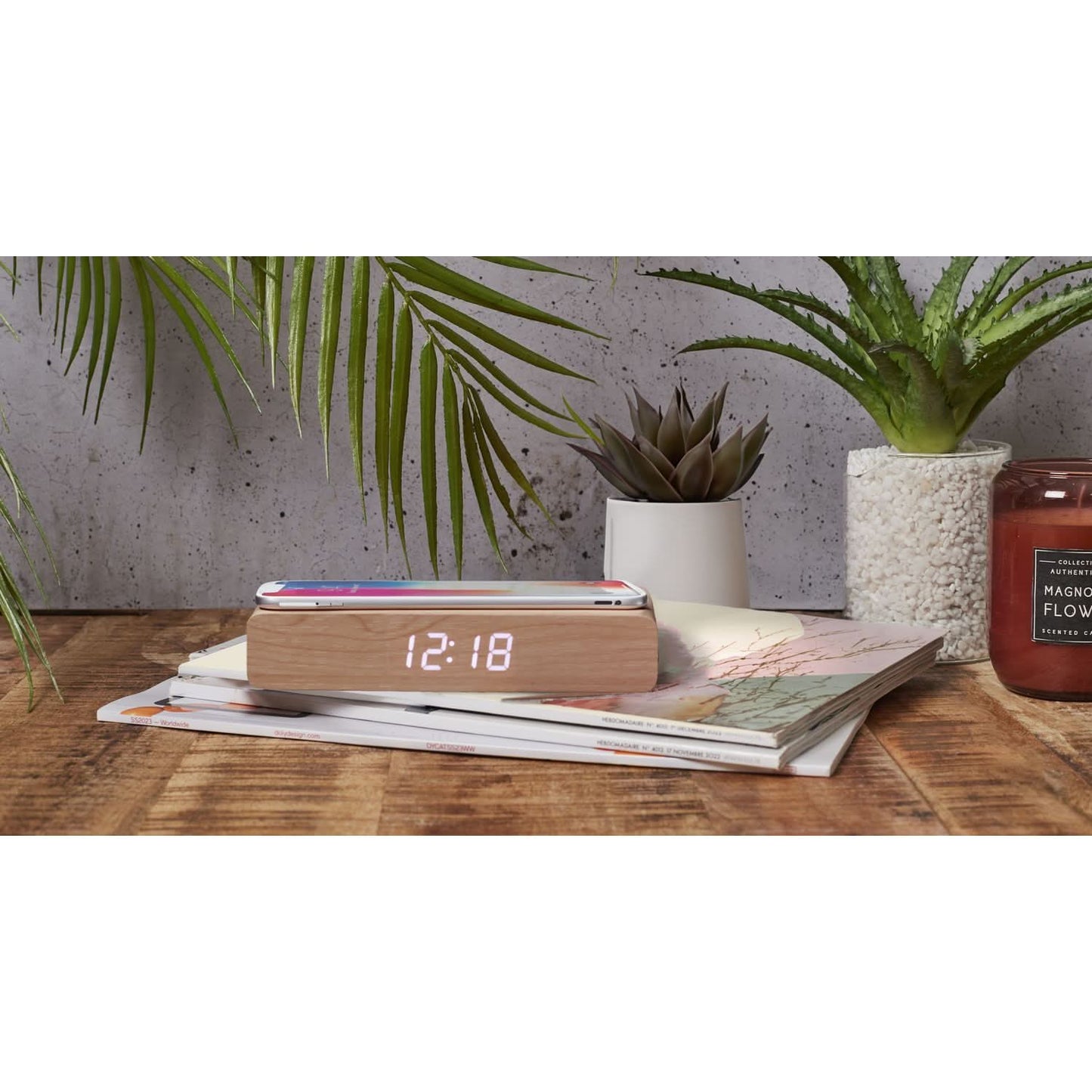 REVEIL CHARGEUR BOIS NATUREL