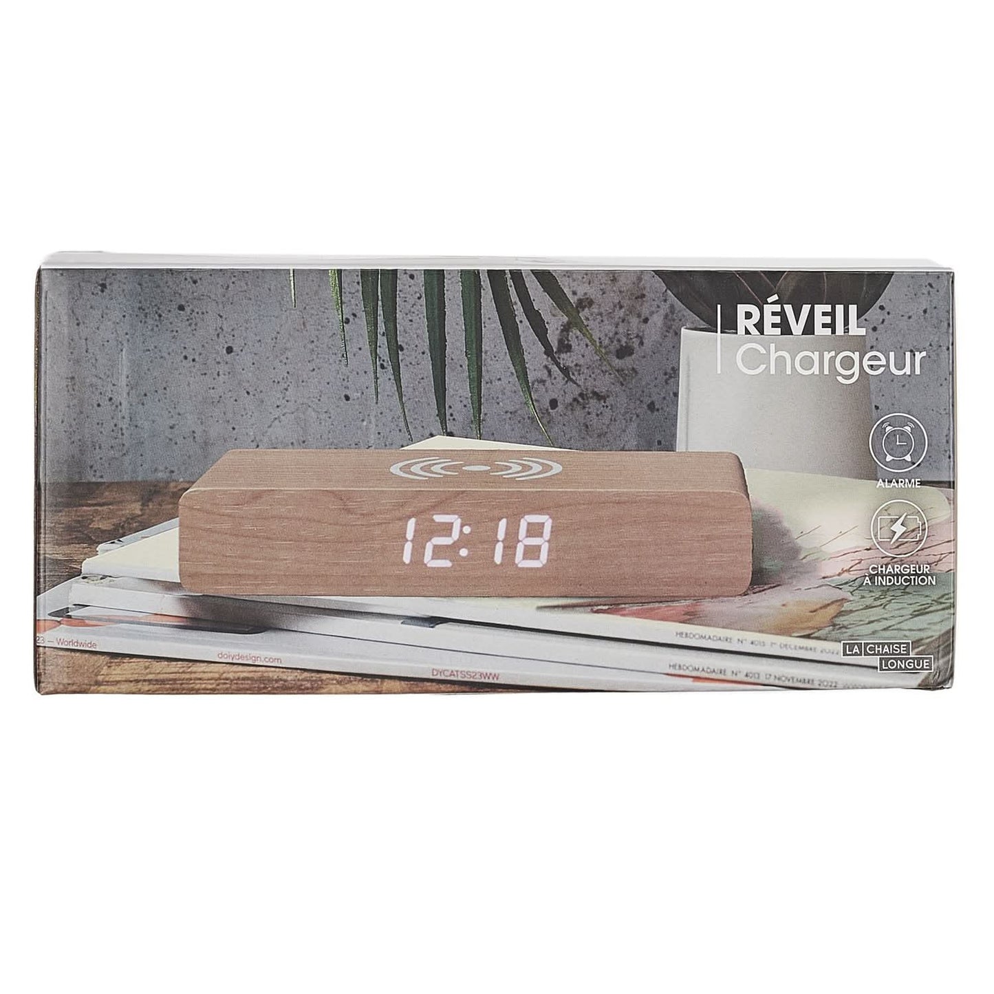 REVEIL CHARGEUR BOIS NATUREL