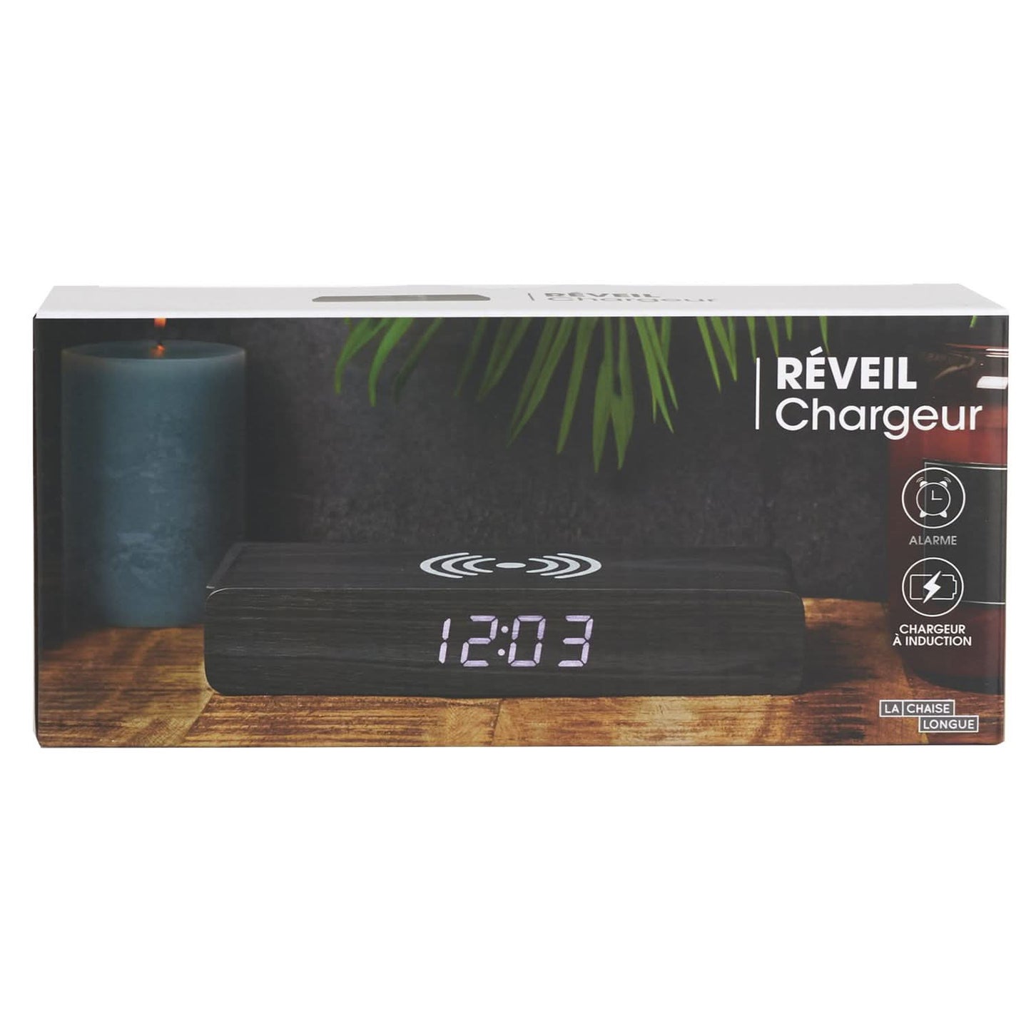 REVEIL CHARGEUR BOIS NOIR