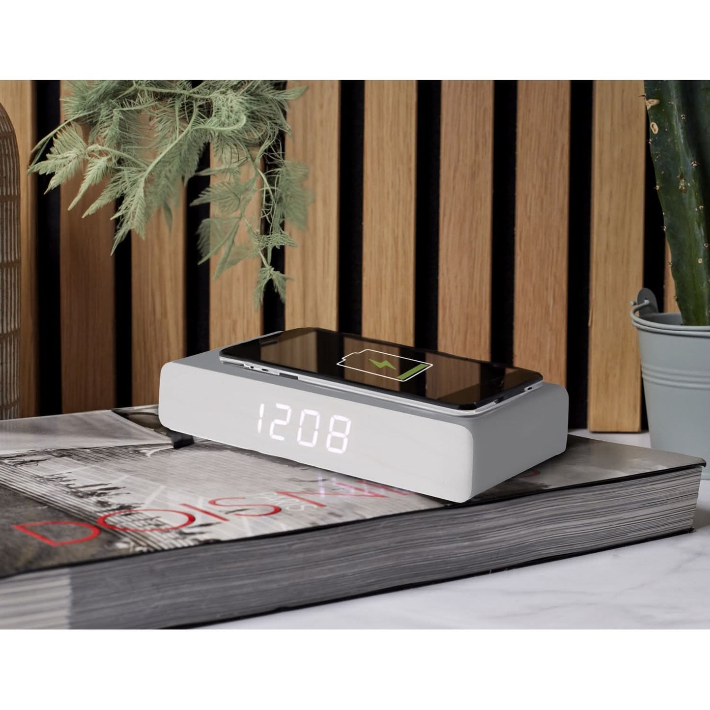 REVEIL CHARGEUR BOIS GRIS