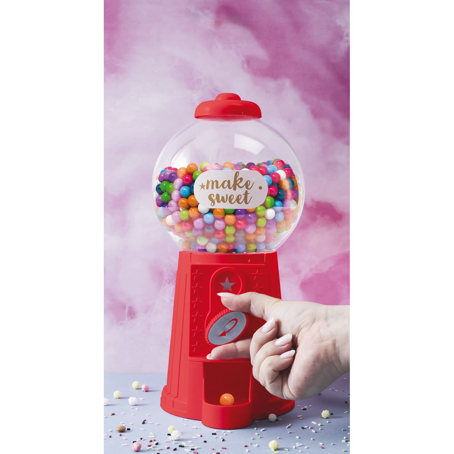 Distributeur De Bonbons Rétro Avec Fente à Pièces - 26 Cm - Rose - En ABS+PS - Tirelire Et Distributeur Automatique