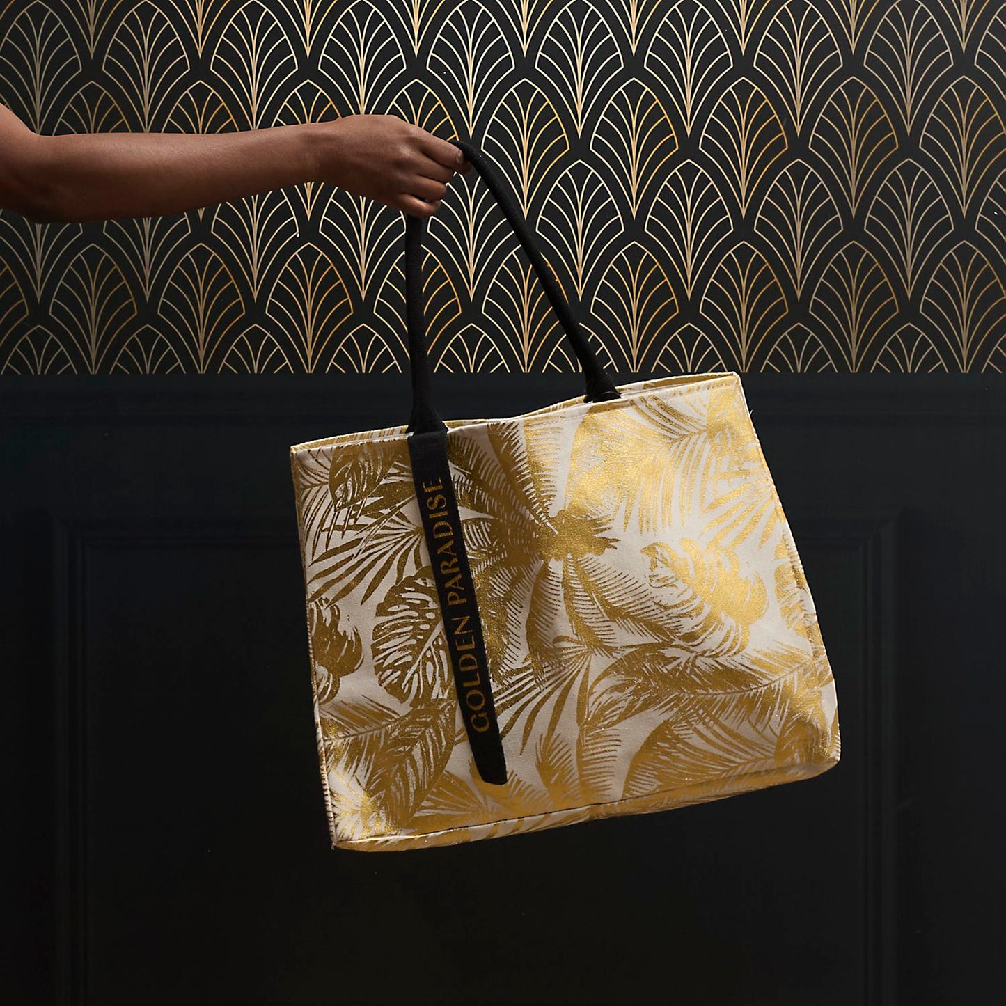 SAC CABAS PALMIER DORE