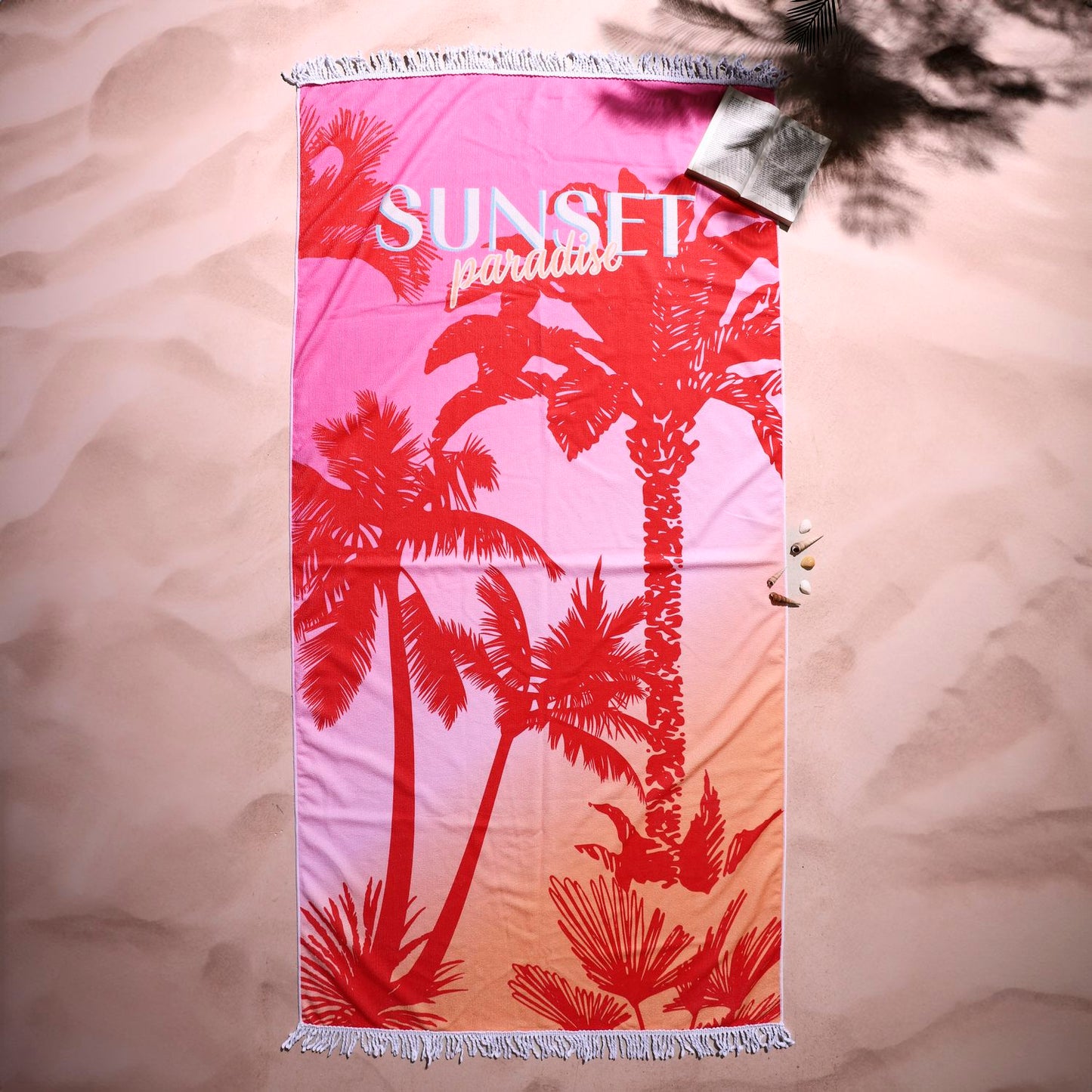 SERVIETTE DE PLAGE PALMIERS SUNSET PARADISE