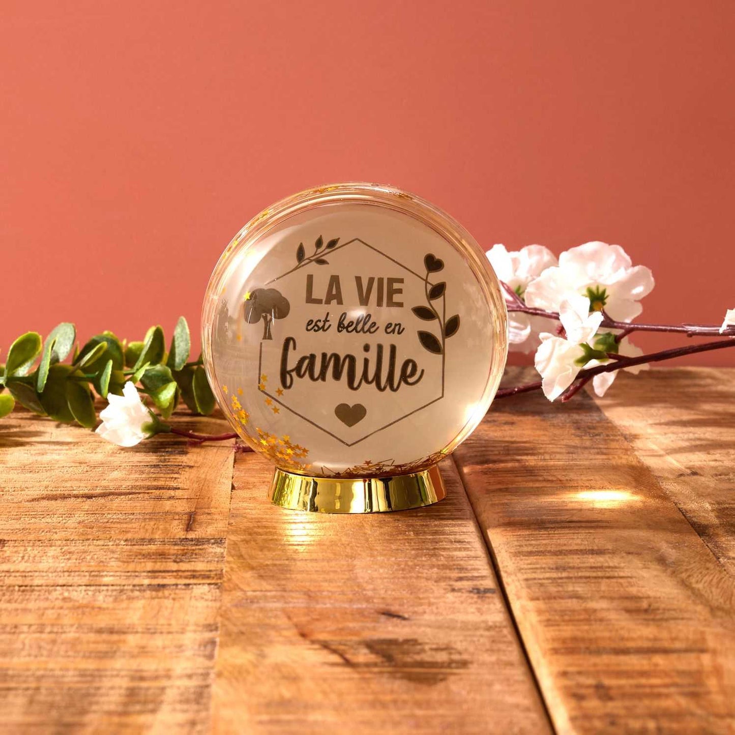 BOULE A NEIGE CADRE PHOTO LA VIE EST BELLE EN FAMILLE