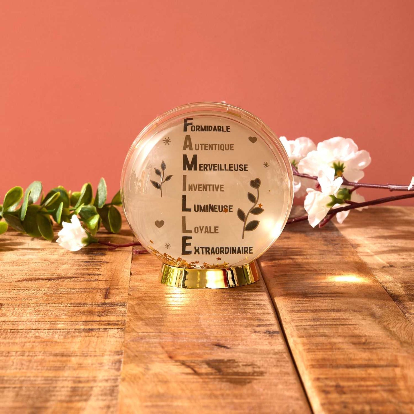 BOULE A NEIGE CADRE PHOTO LA VIE EST BELLE EN FAMILLE