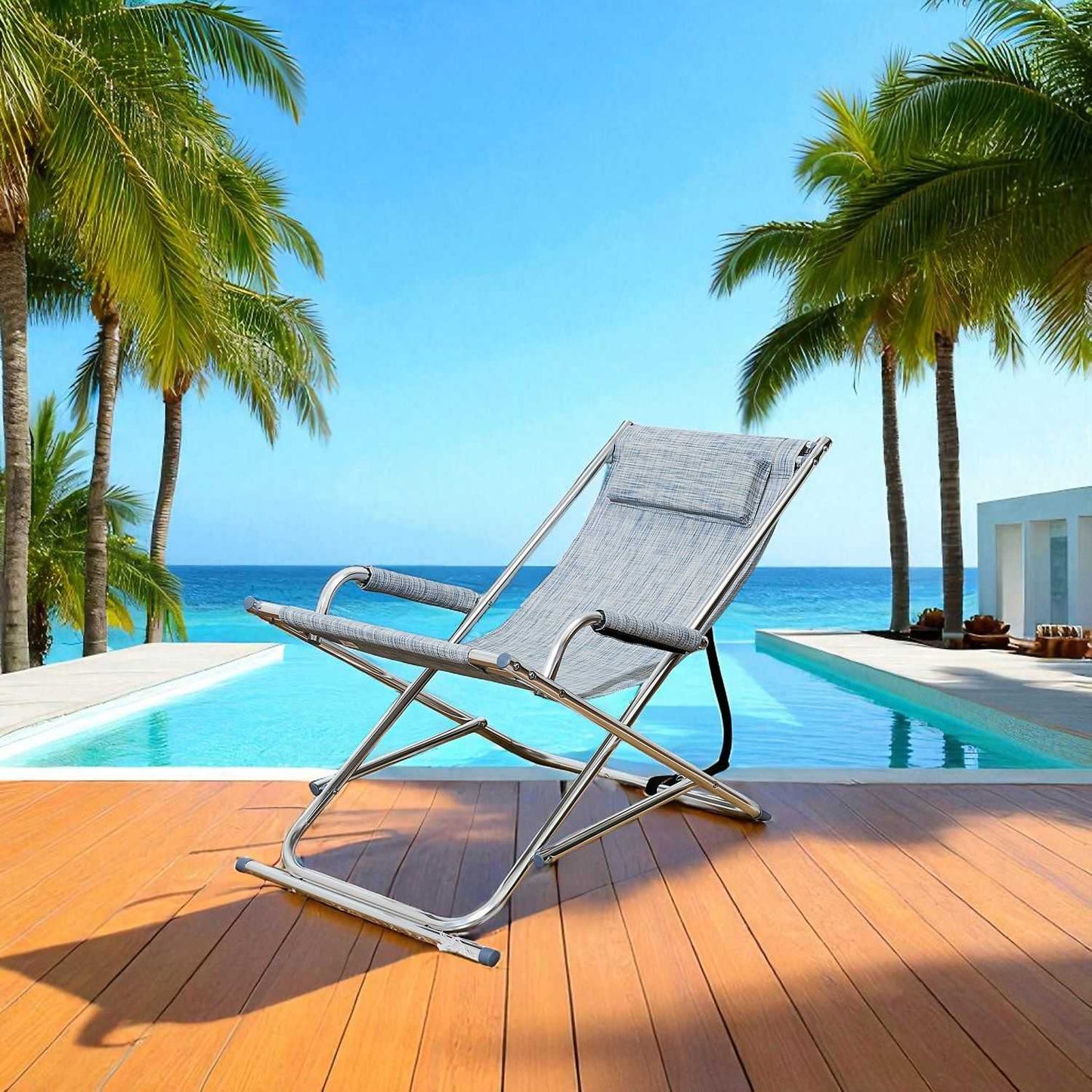 CHAISE LONGUE BLEU CHINE