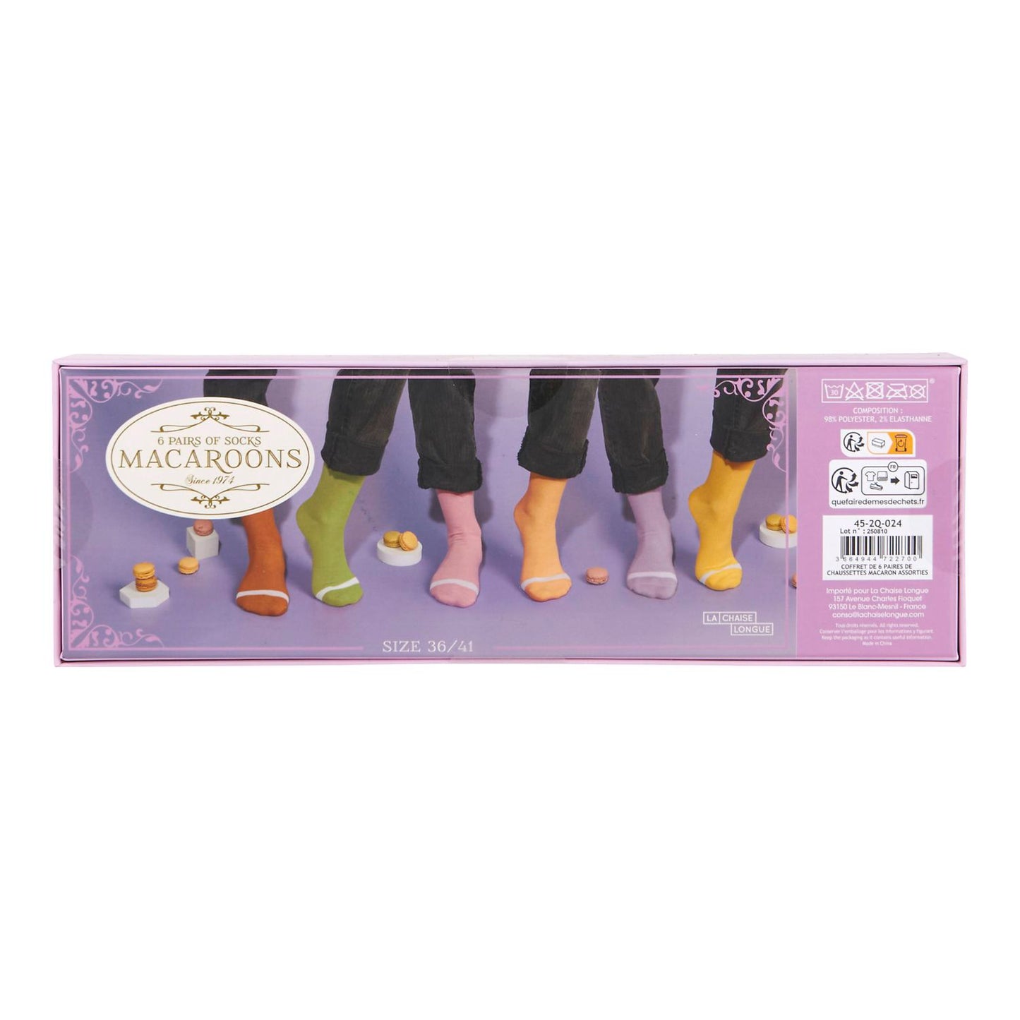 COFFRET DE 6 PAIRES DE CHAUSSETTES MACARON