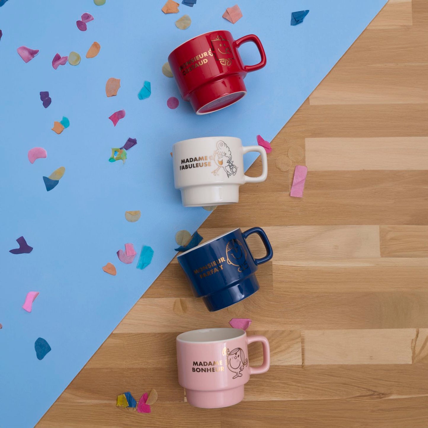 COFFRET 4 TASSES EMPILABLES MR MME