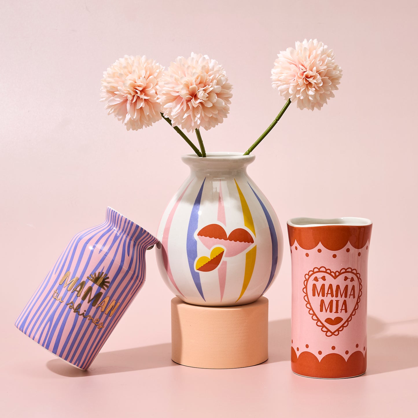 COFFRET DE 3 VASES MAMA MI AMORE