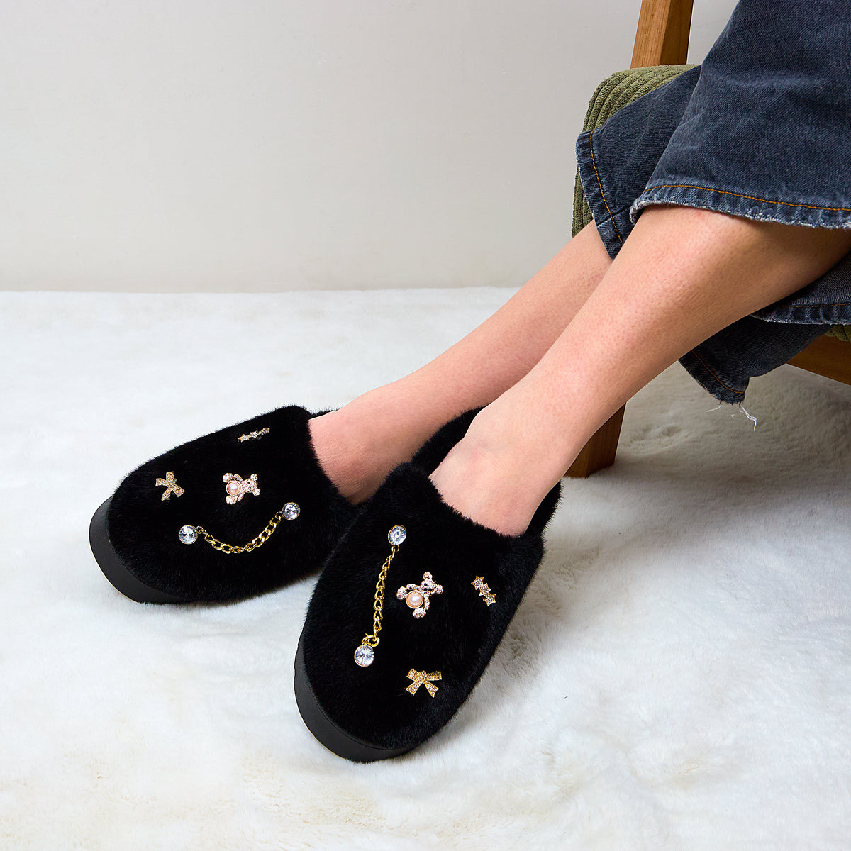 CHAUSSONS LUXURY GLAMS CHARMS NOIR T37 38