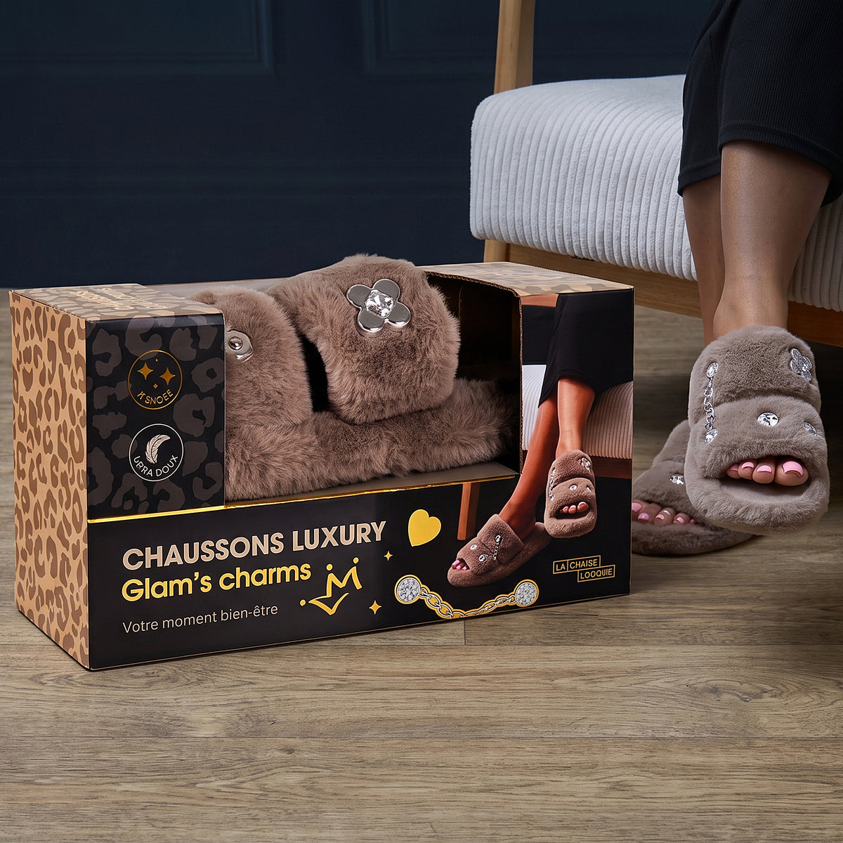 CHAUSSONS LUXURY GLAMS CHARMS TAUPE T39 40