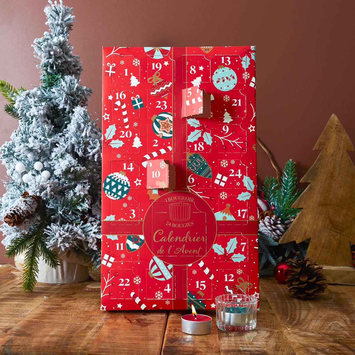 CALENDRIER DE L'AVENT PHOTOPHORE ET BOUGIES PARFUMEES