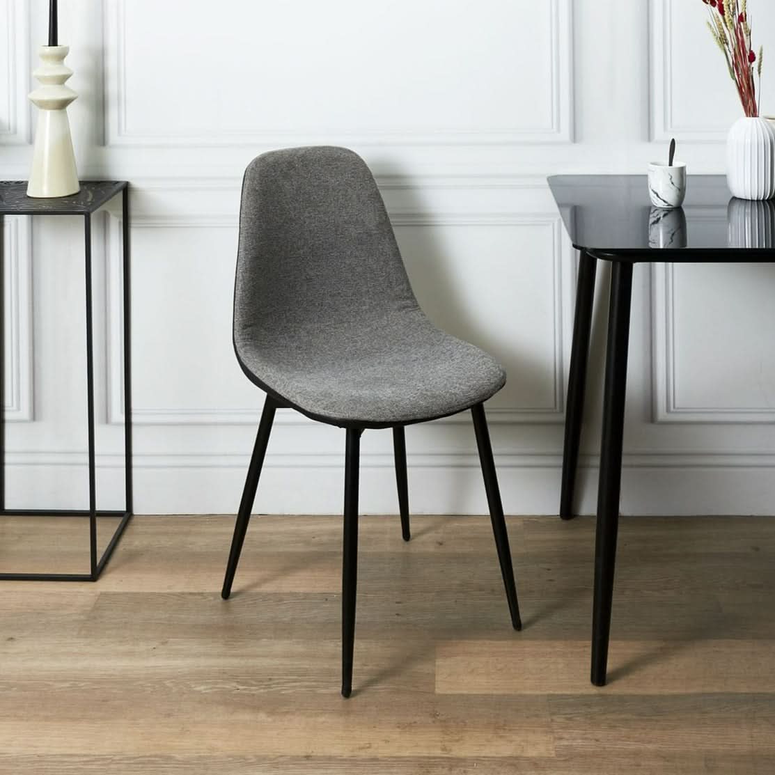 CHAISES MEMPHIS GRIS ET NOIR - Lot de 4