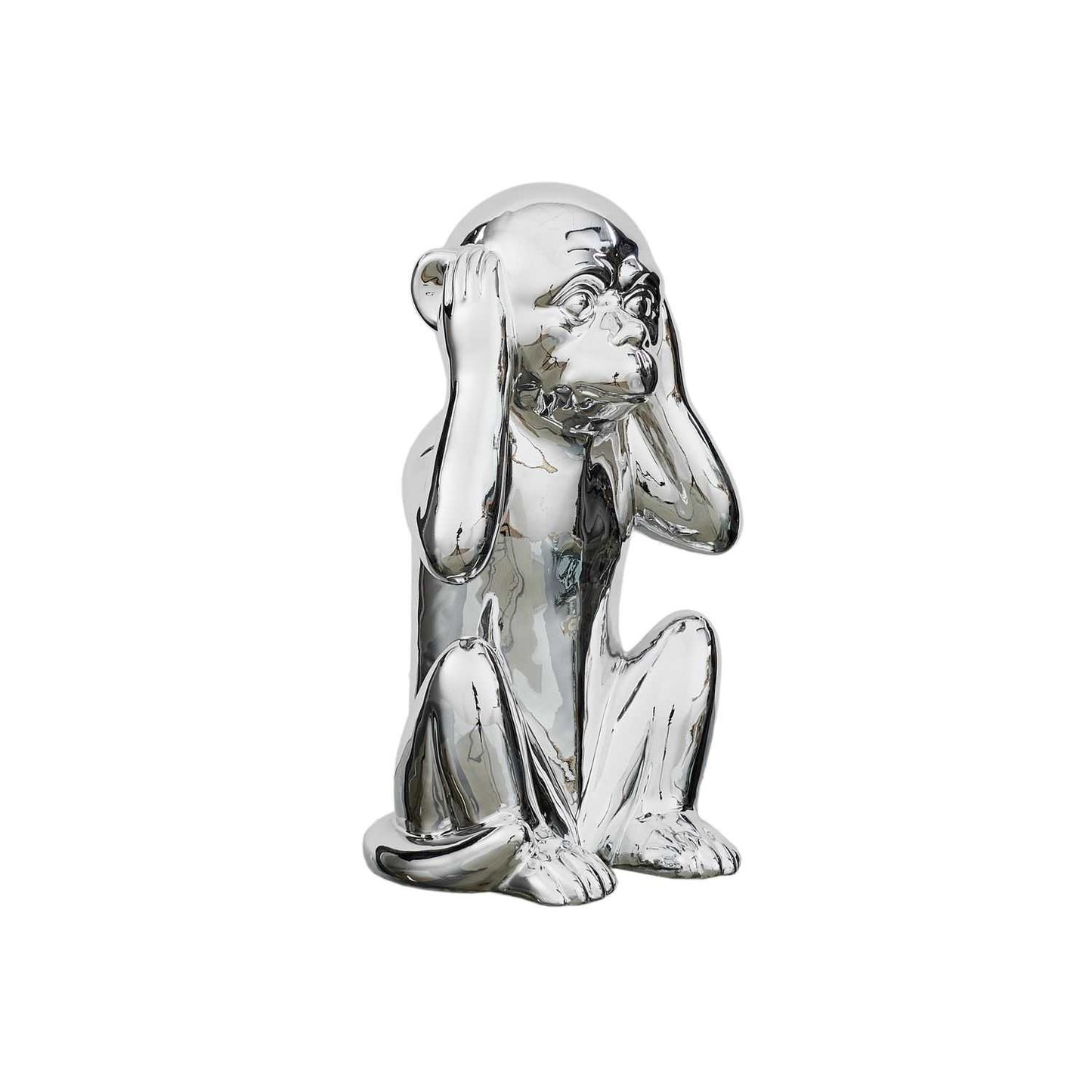 STATUE SINGE ARGENTE H28CM