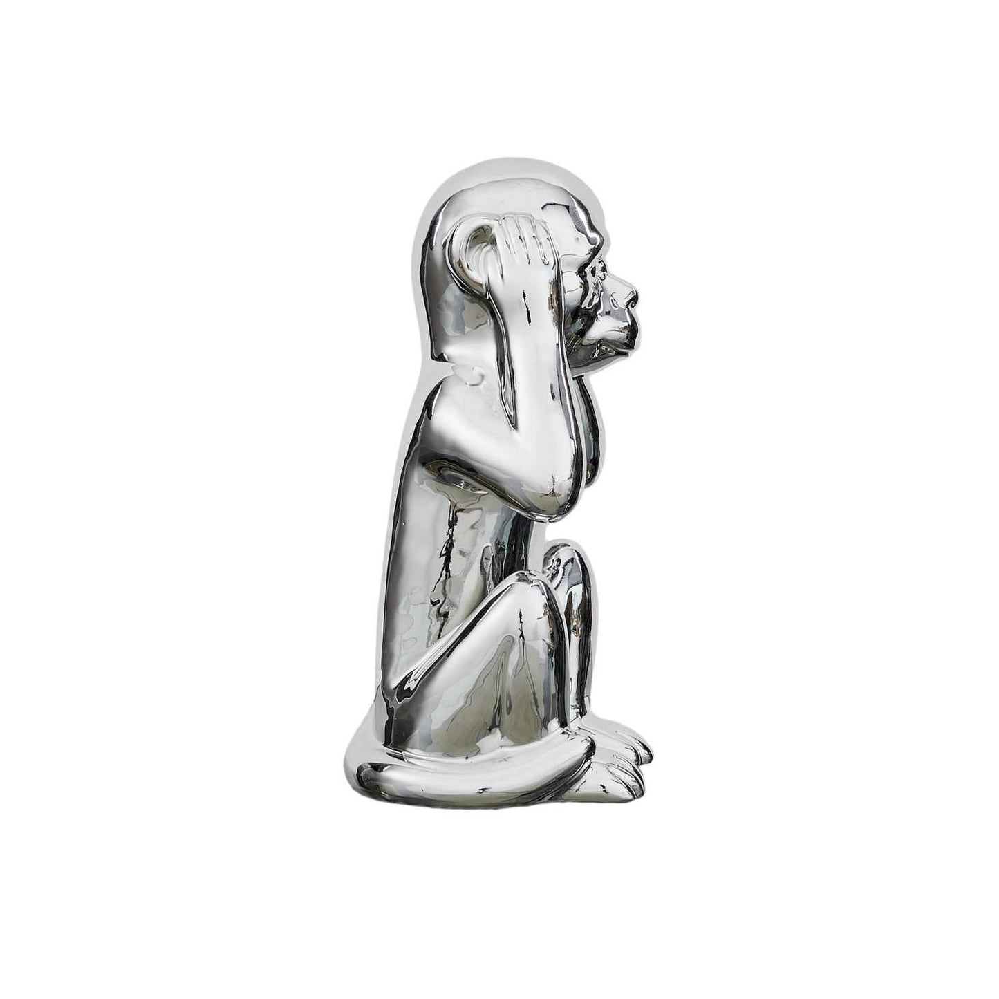STATUE SINGE ARGENTE H28CM