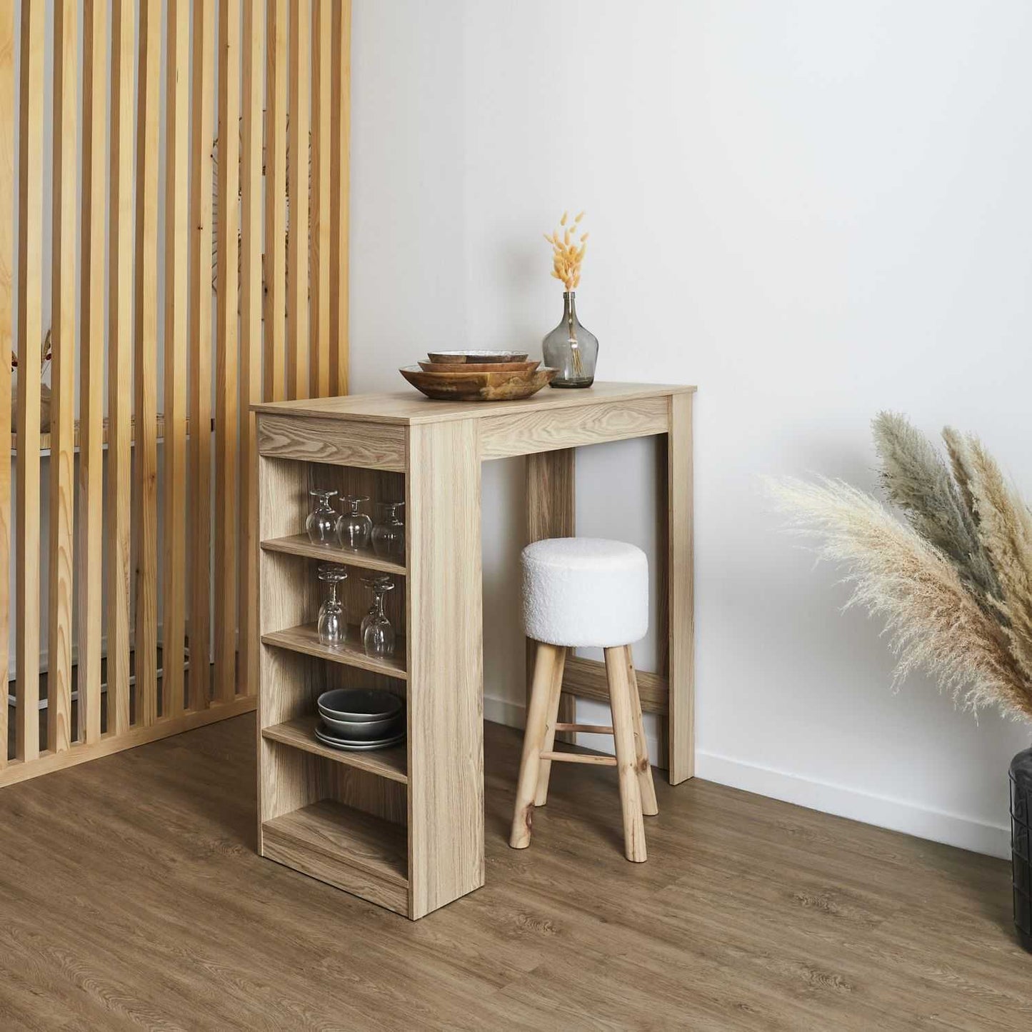 TABLE DE BAR MANGE DEBOUT ETAGERES CHEERS BOIS