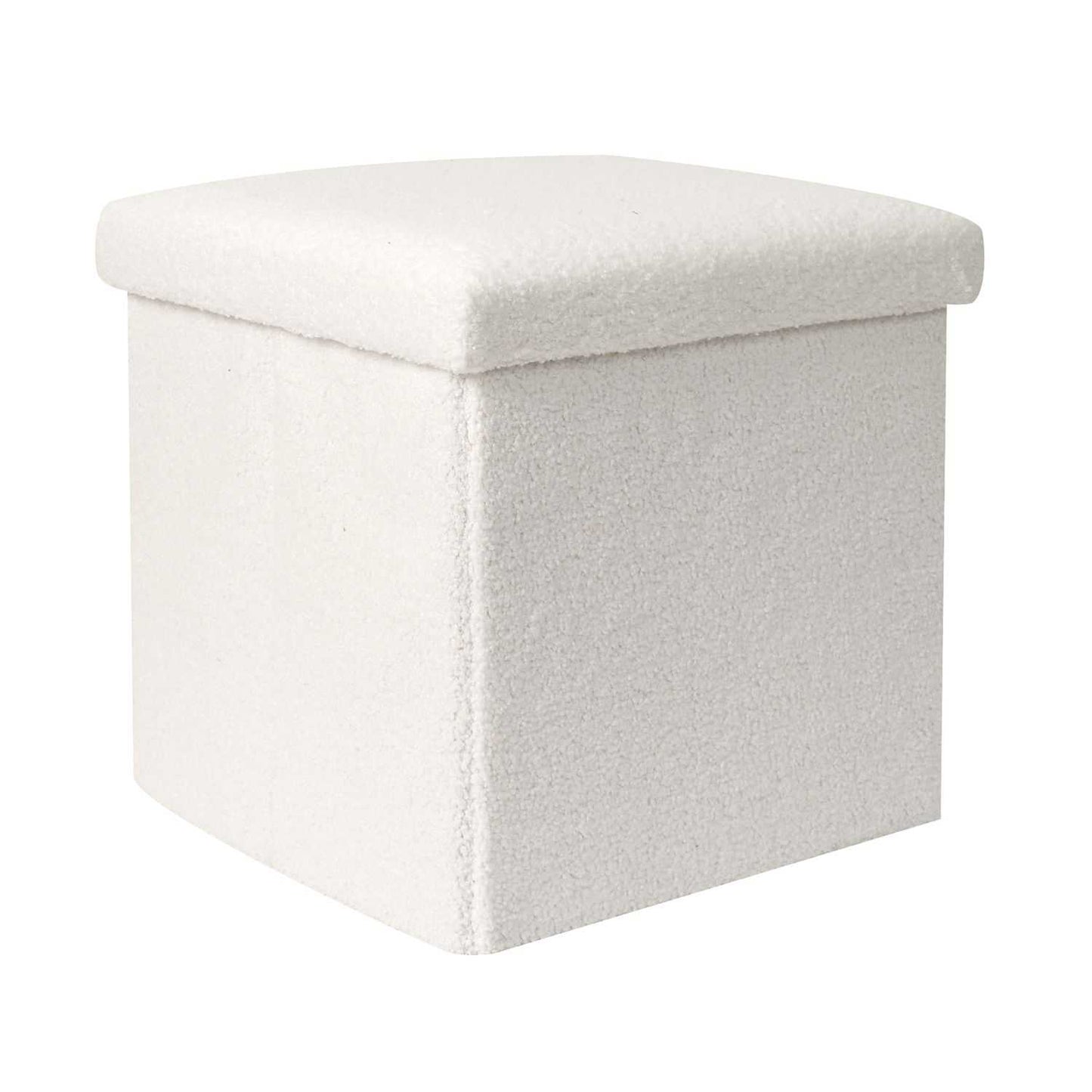 COFFRE POUF PLIABLE BOUCLETTE BLANC
