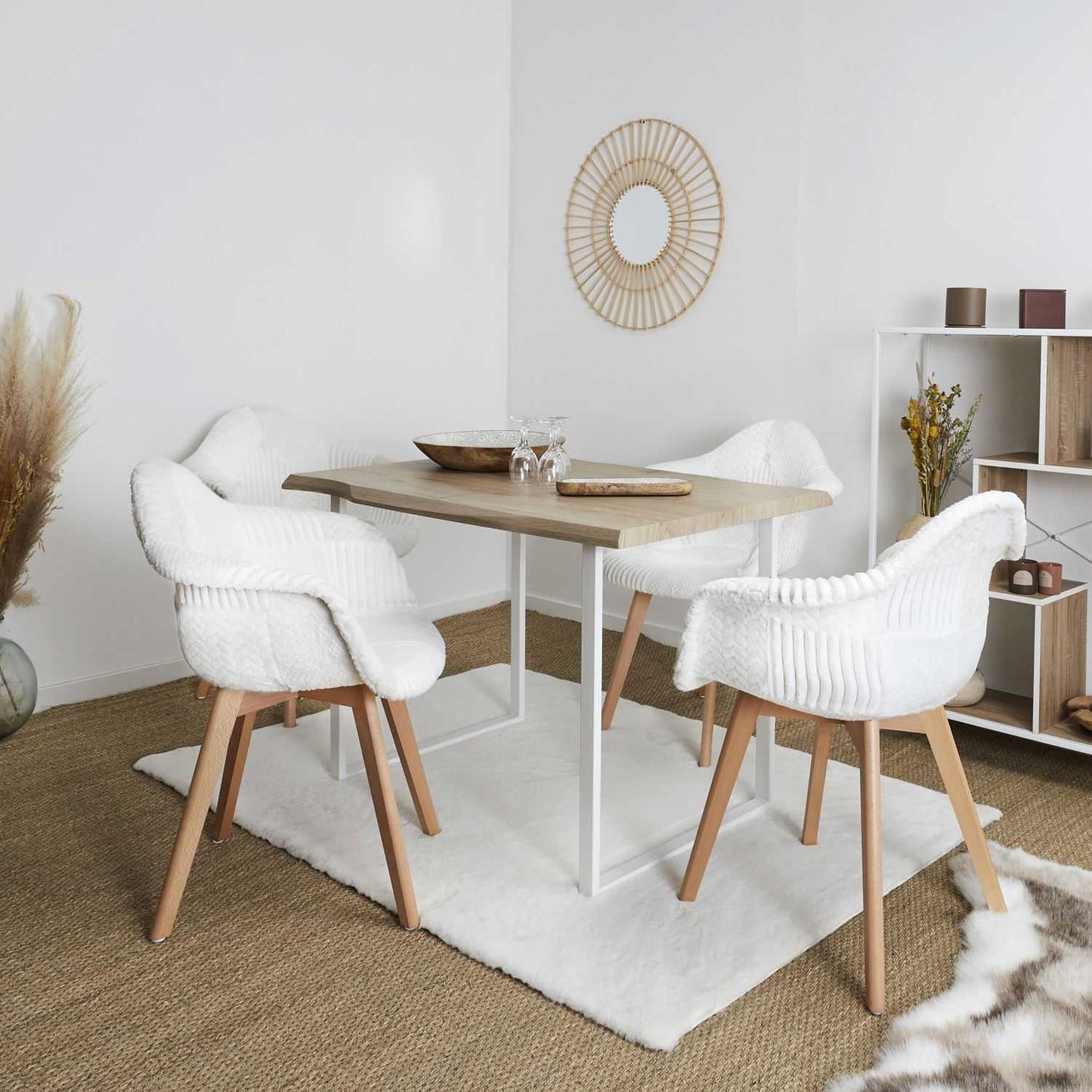 FAUTEUIL SCANDINAVE PATCHWORK BLANC
