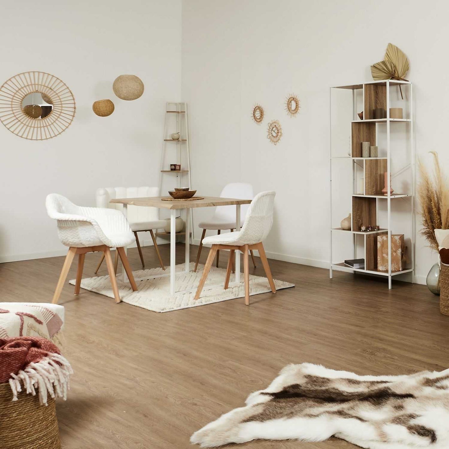 FAUTEUIL SCANDINAVE PATCHWORK BLANC