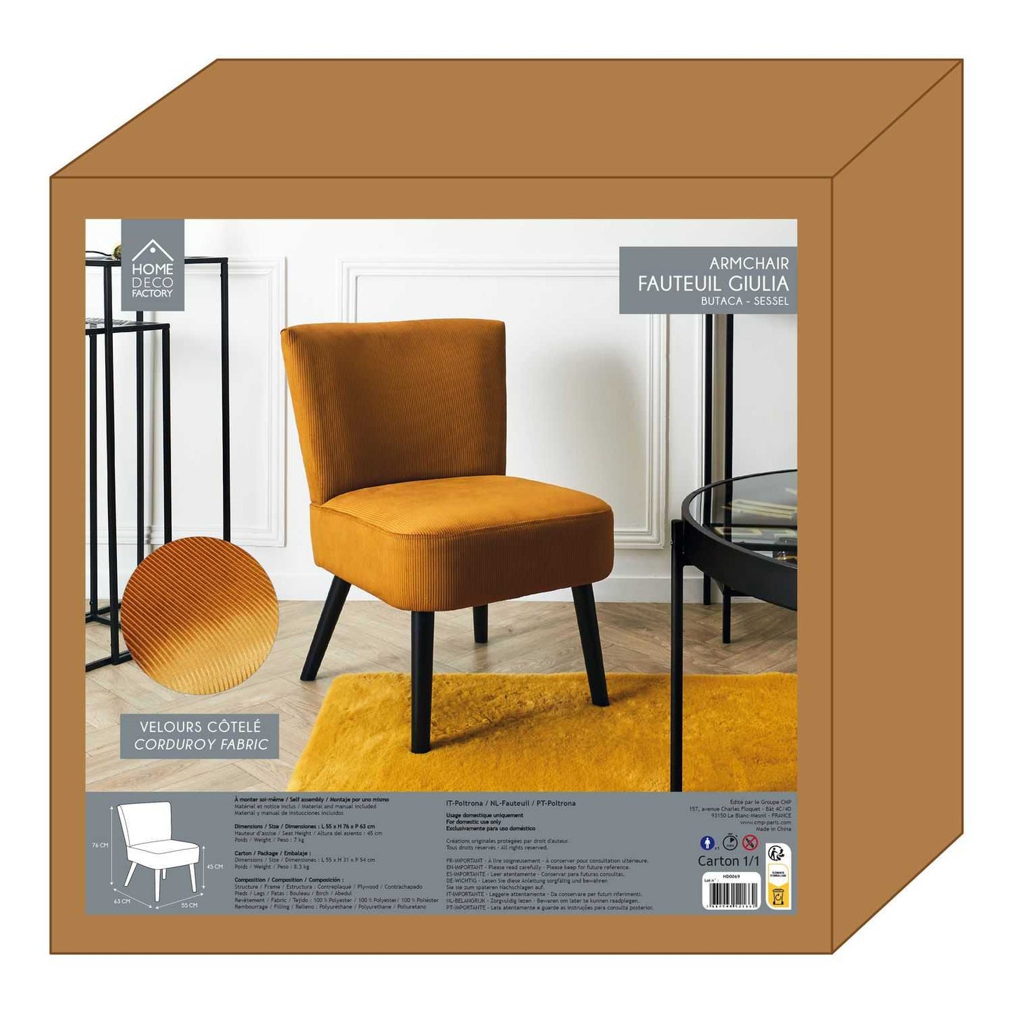 FAUTEUIL CRAPAUD GIULIA JAUNE