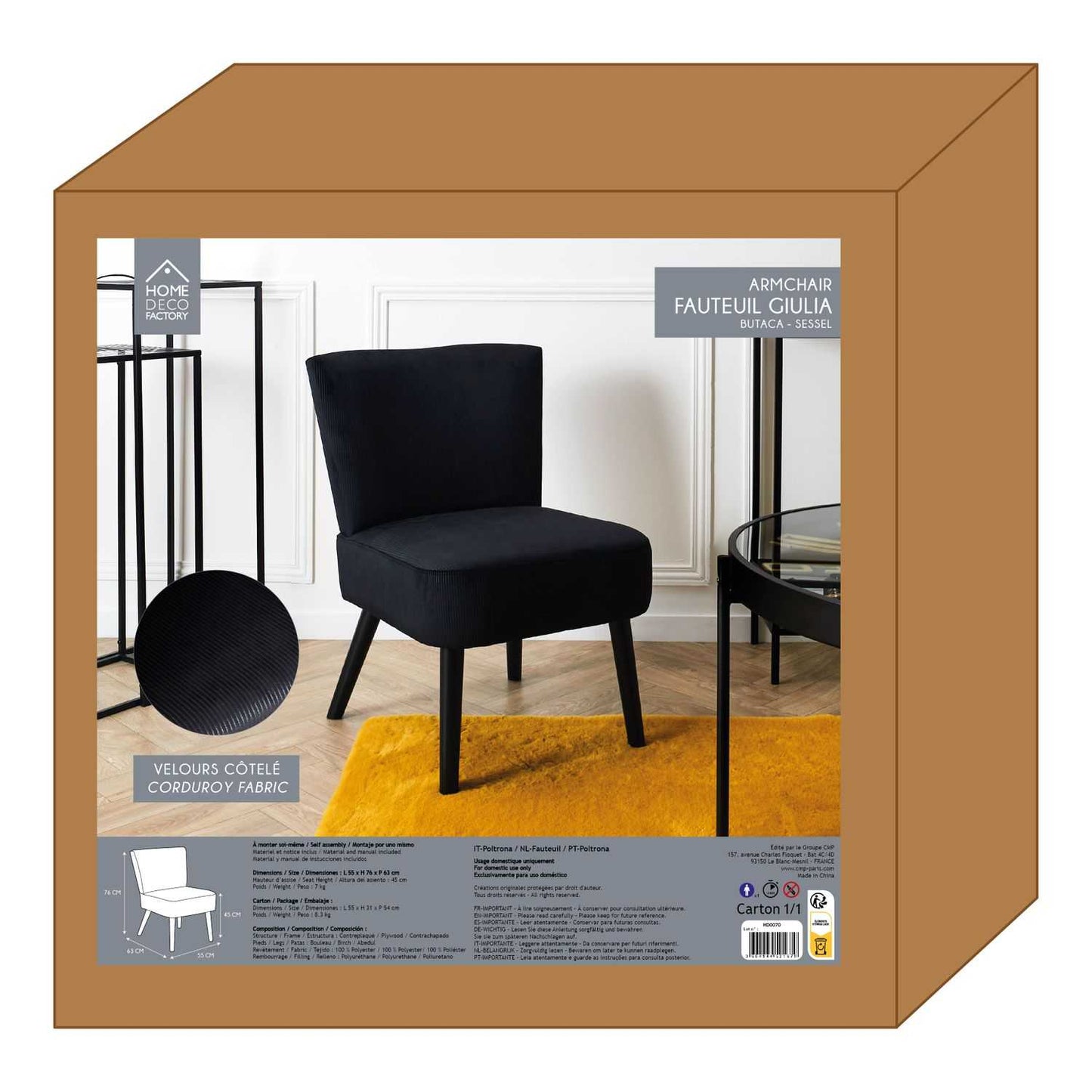 FAUTEUIL CRAPAUD GIULIA NOIR