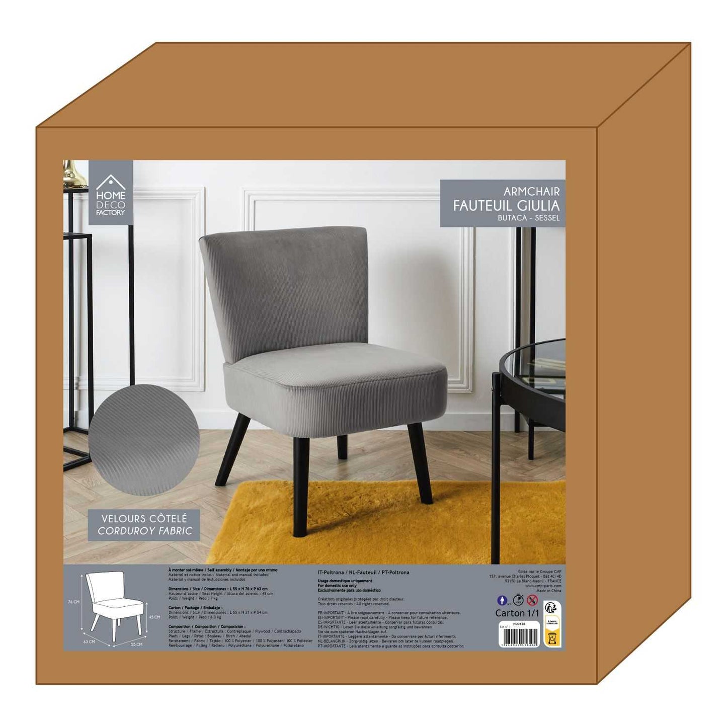 FAUTEUIL CRAPAUD GIULIA GRIS