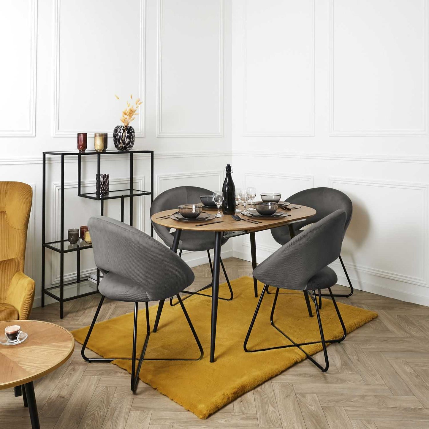 FAUTEUIL ROND VELOURS COTELE GIULIA GRIS