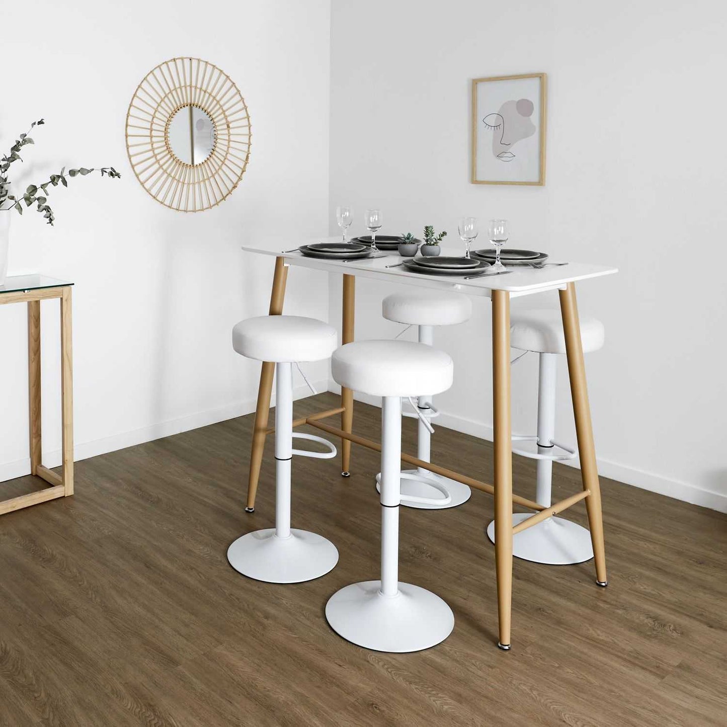 TABOURET DE BAR REGLABLE MUMFORD BLANC - LOT DE 2
