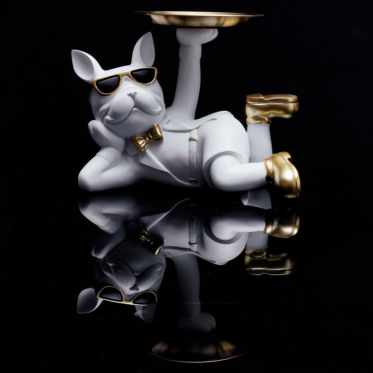 STATUE DECO BULLDOG BLANC VIDE POCHE