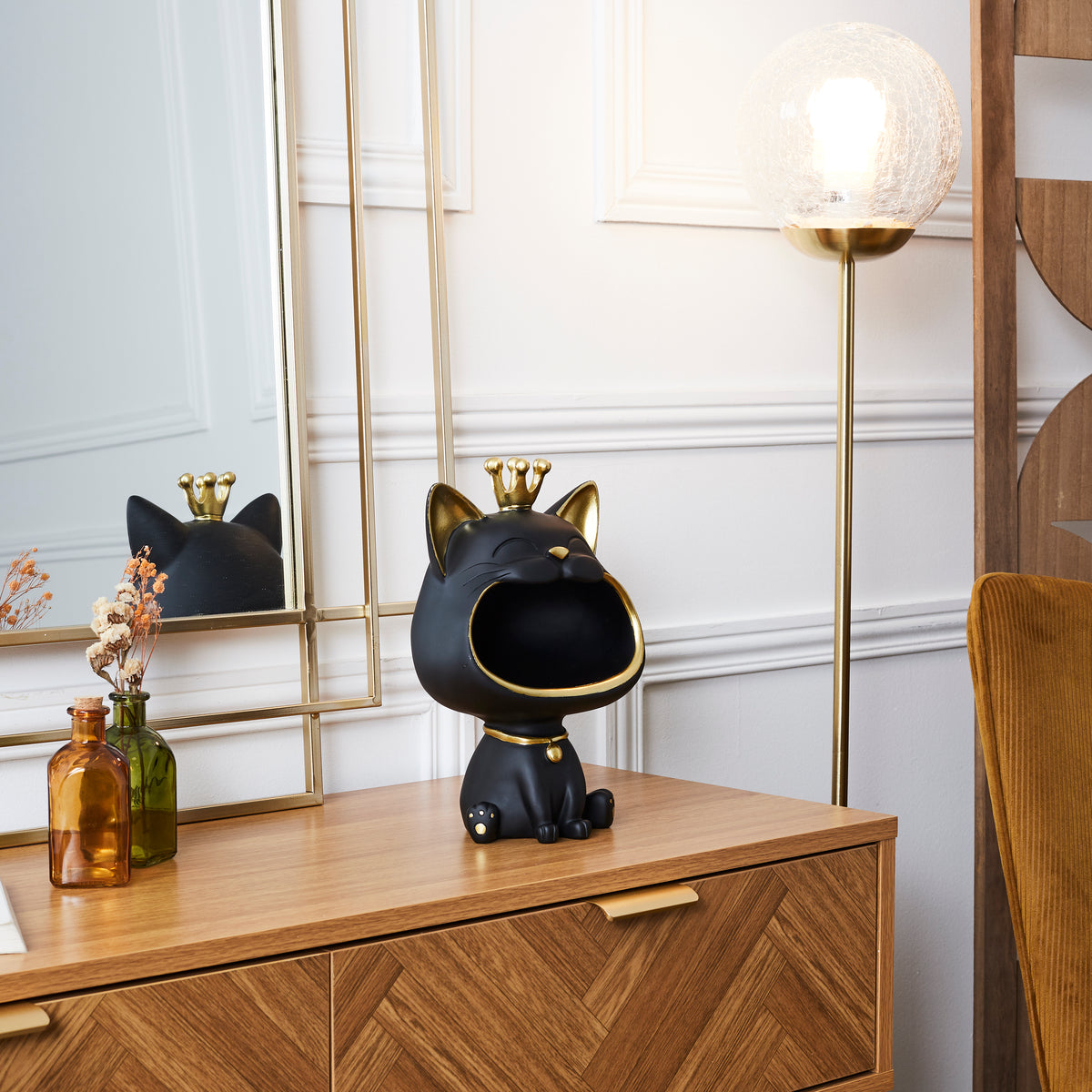 STATUE CHAT NOIR VIDE POCHE