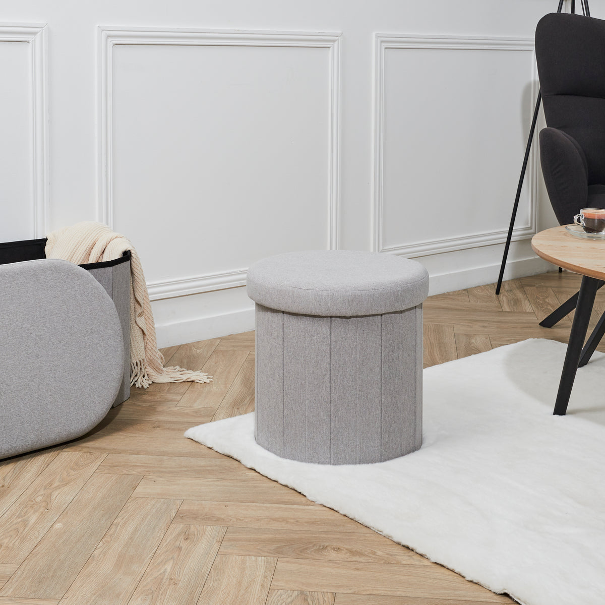 COFFRE POUF PLIABLE GRIS PILLS