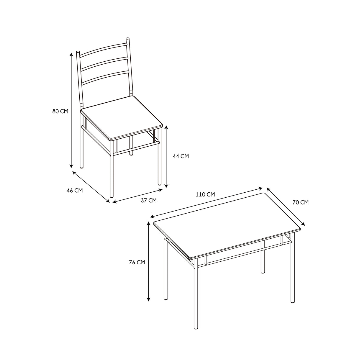 TABLE ET 4 CHAISES LOKA