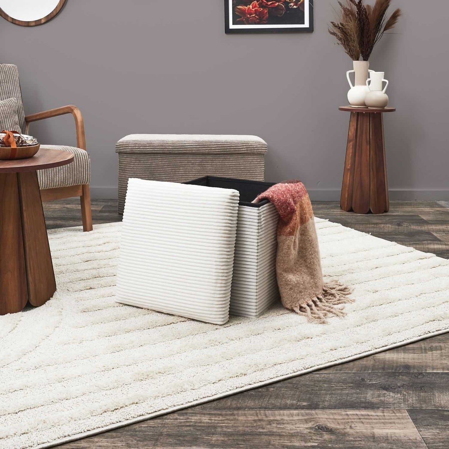 COFFRE POUF PLIABLE COTELE SCOTT BEIGE