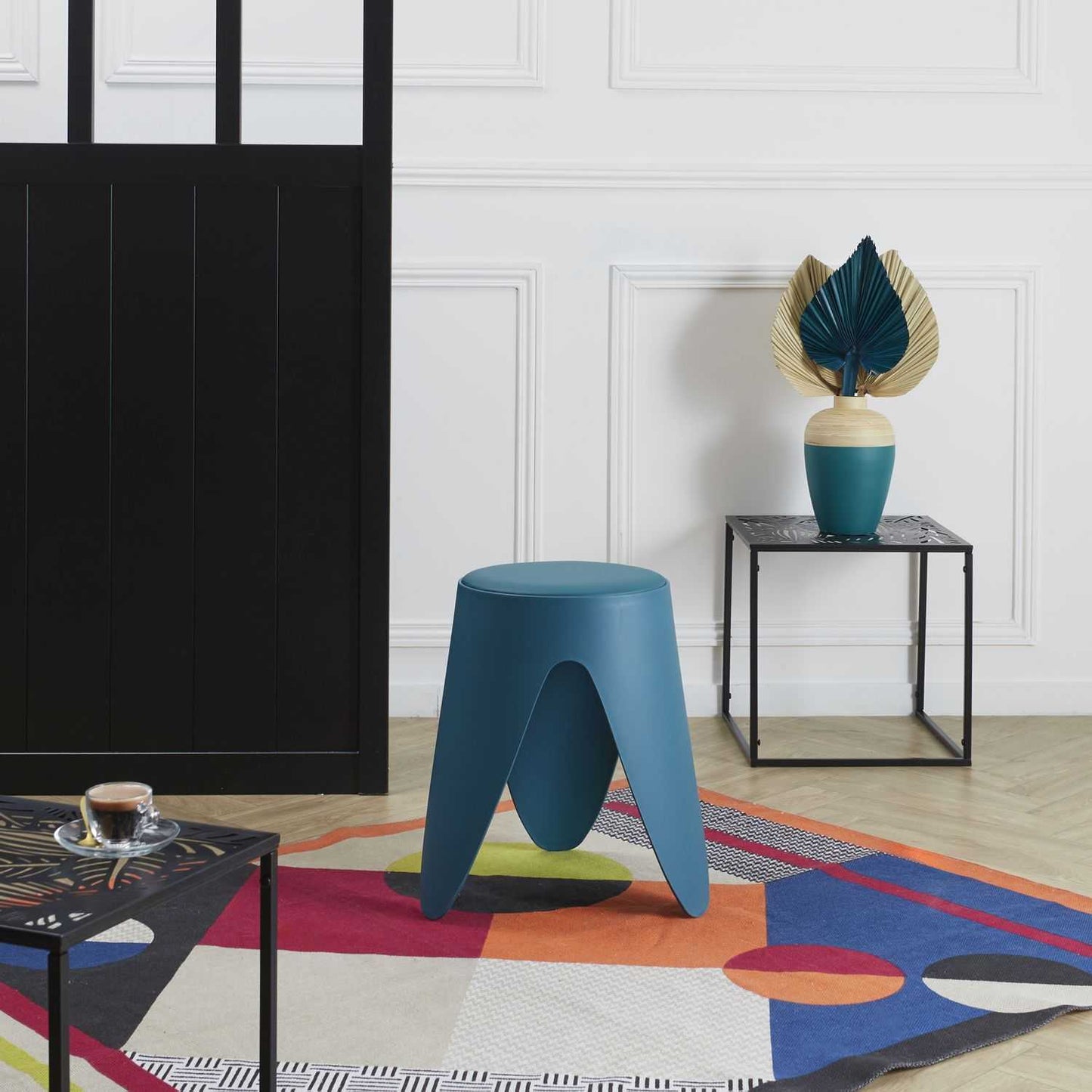 TABOURET EVE BLEU CANARD