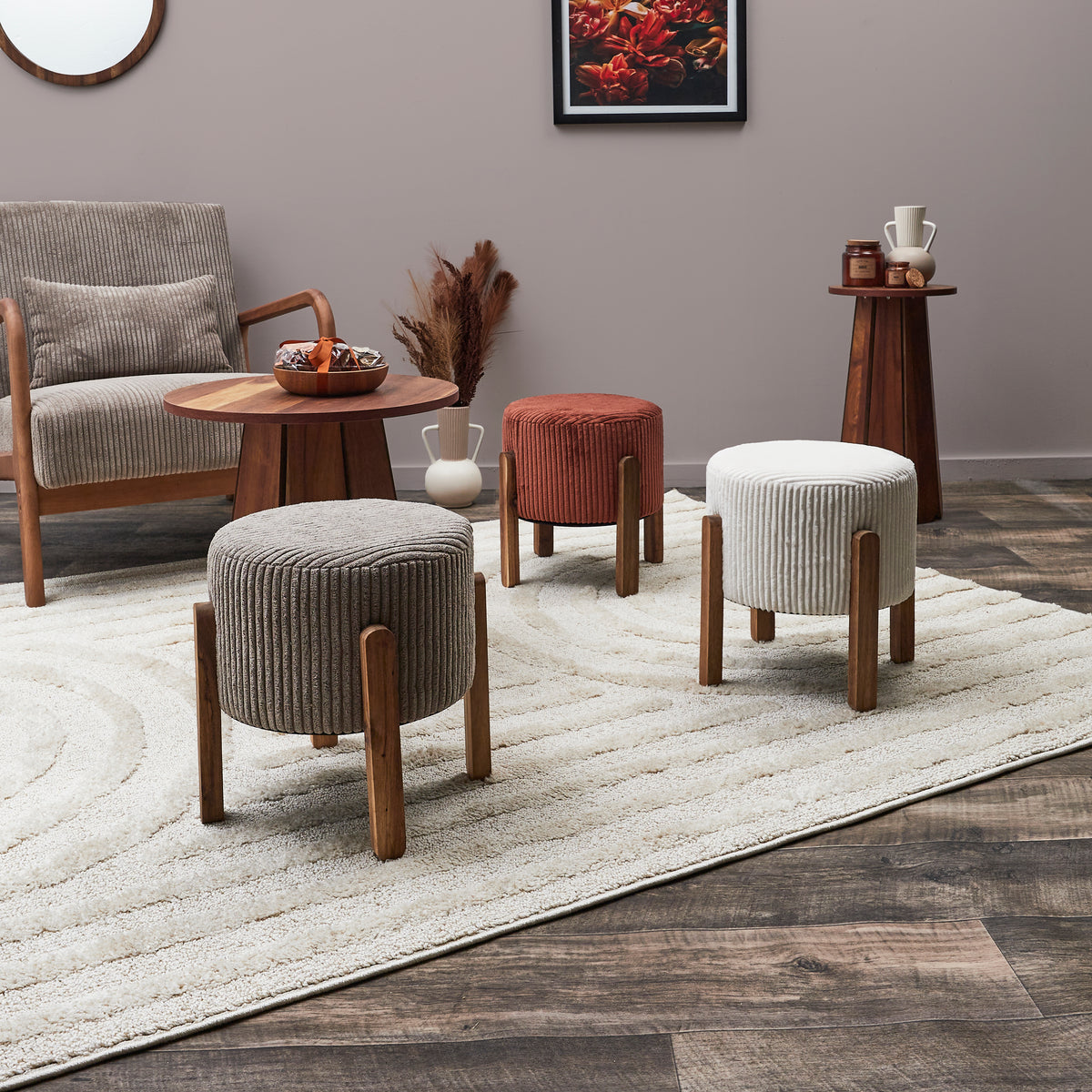 TABOURET COTELE SCOTT TAUPE - LOT DE 2